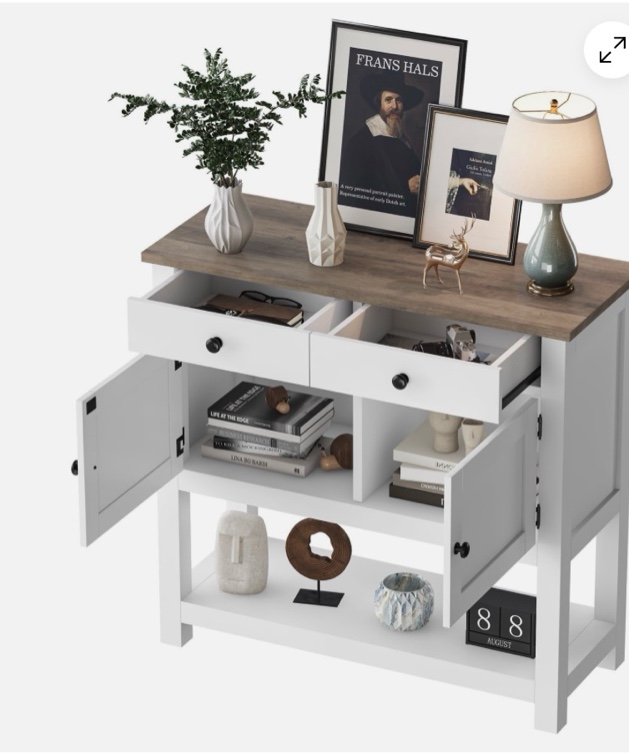 homfa farmhouse console table with drawers and cabinet for entryway 2 door and 2