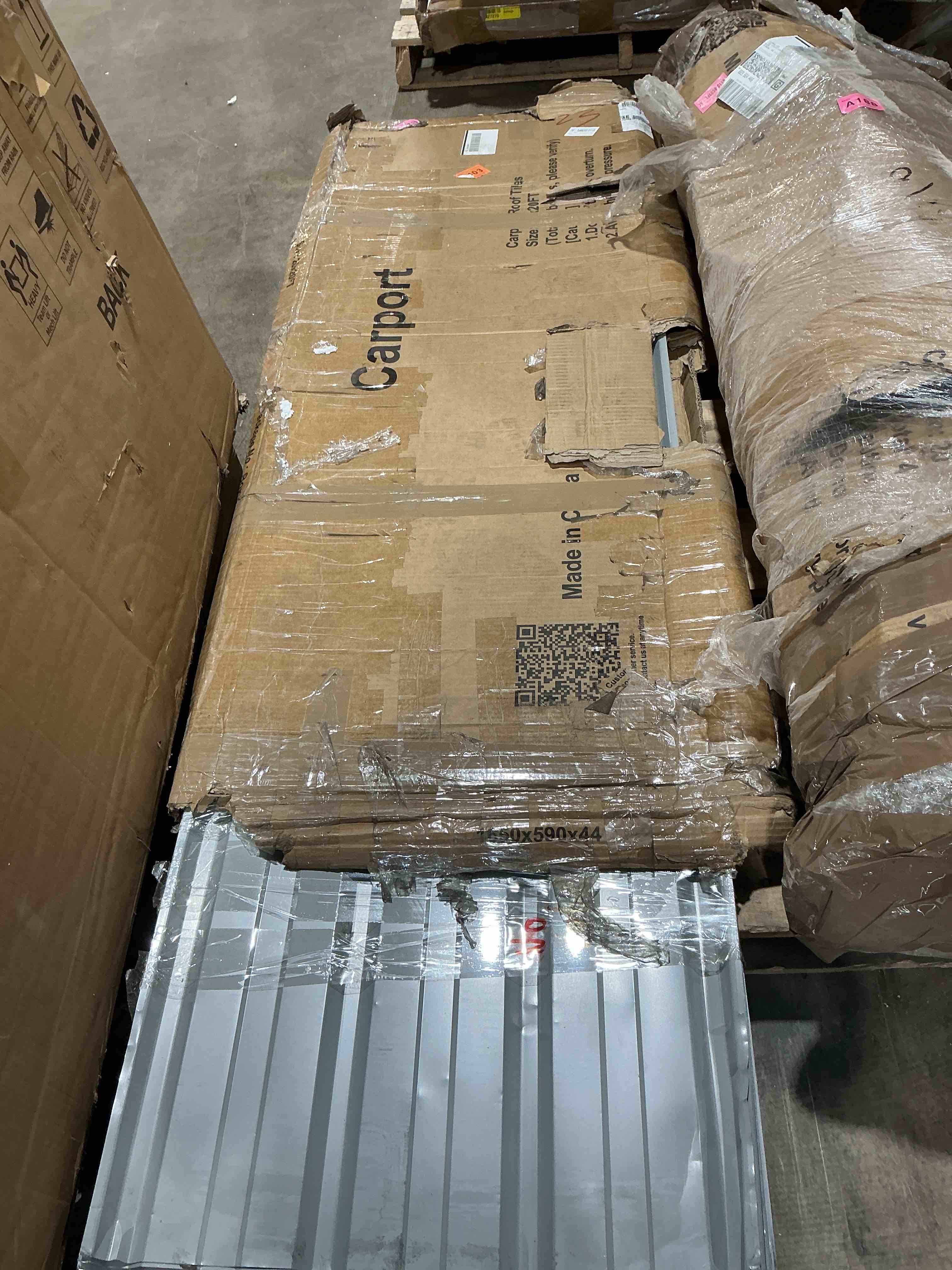 Condition photo showing Good Condition for metal outdoor storage shed roof pannels . midnight blue (64x21) 21 pieces