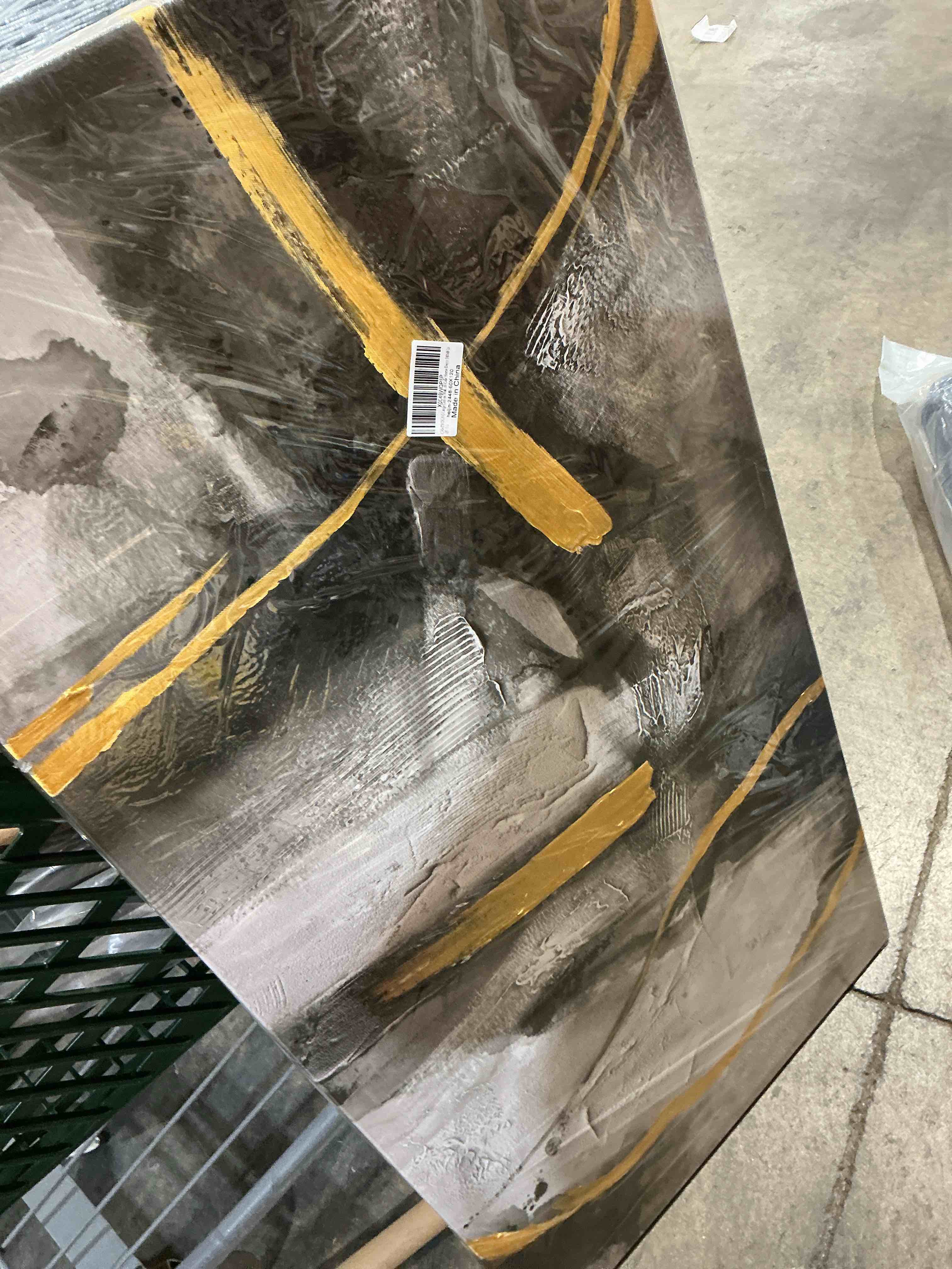 Condition photo showing Good Condition for xianshou gold wall decor hand drawn paintings abstract canvas wall art large pictures grey poster arts 29"x58"