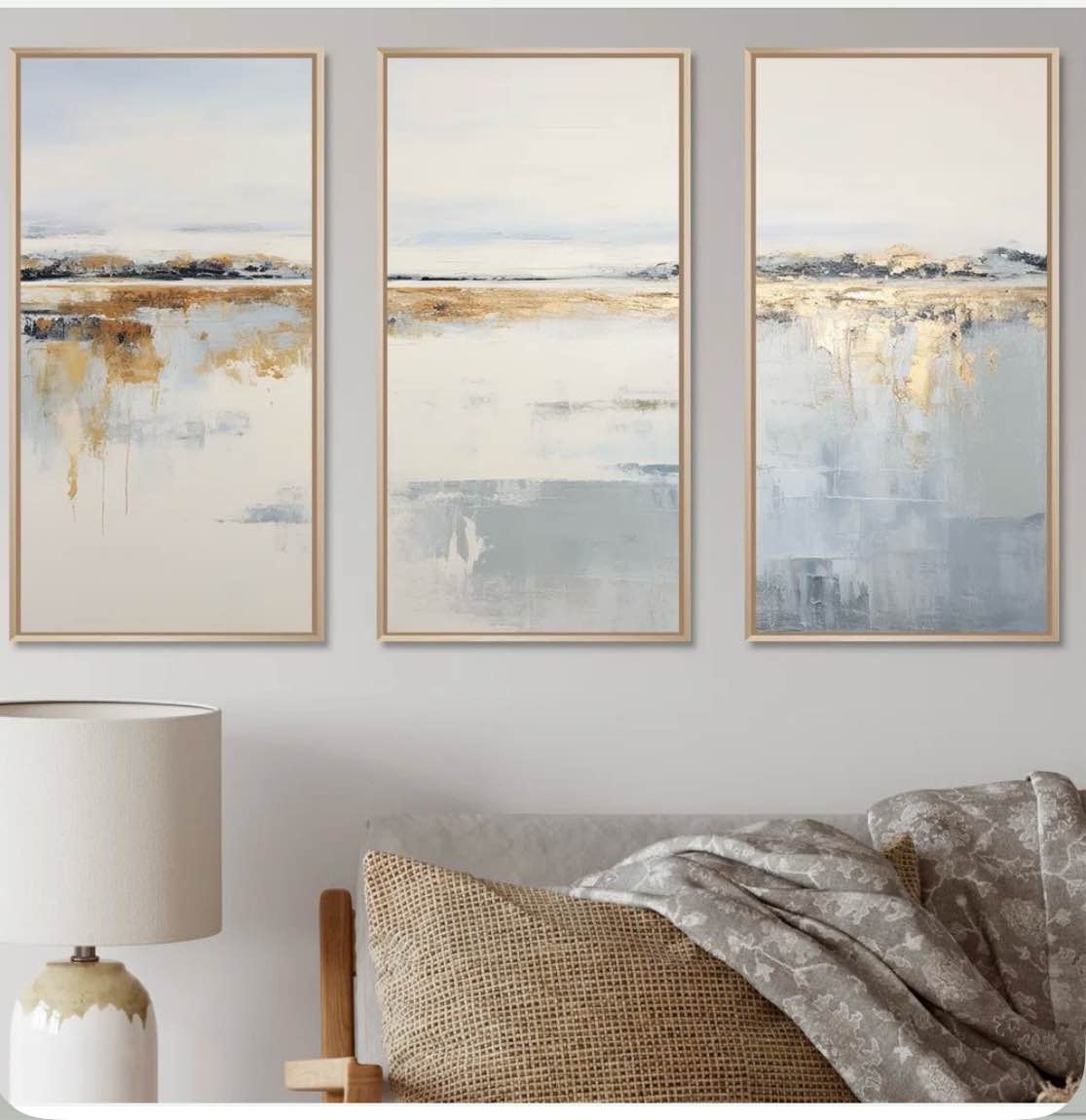 Bold Beige And Gold Coastal Skyline - Port Landscape Coastal Canva