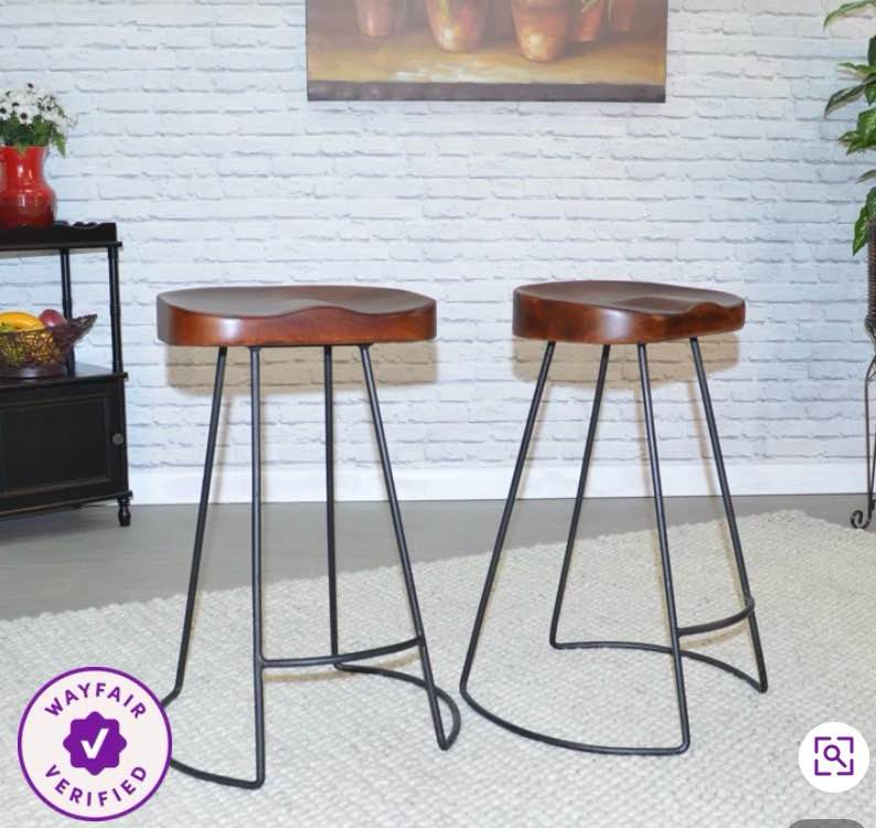 Keilia Solid Wood Bar & Counter Stool (Set of 2)