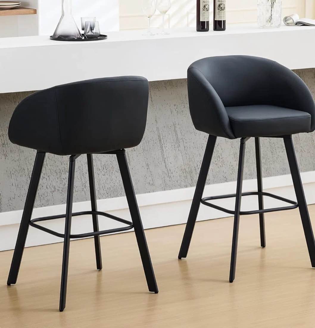 Swivel Upholstered Counter & Bar Stools with Back and Arms for Kitchi