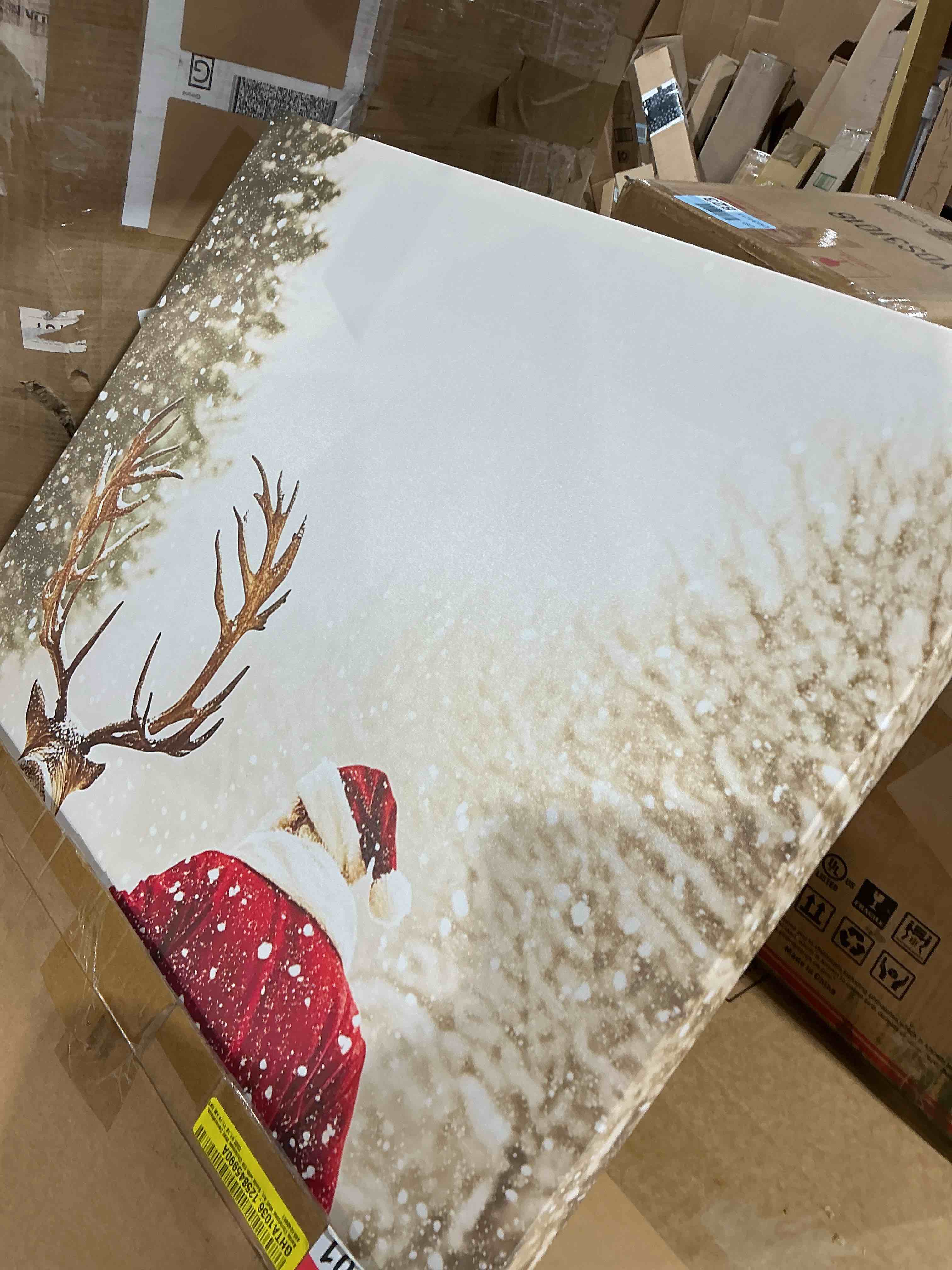Condition photo showing Good Condition for santa christmas wall art, santa with elk christmas wall decorationsanta christmas wall art, santa with elk christmas wall decorations,