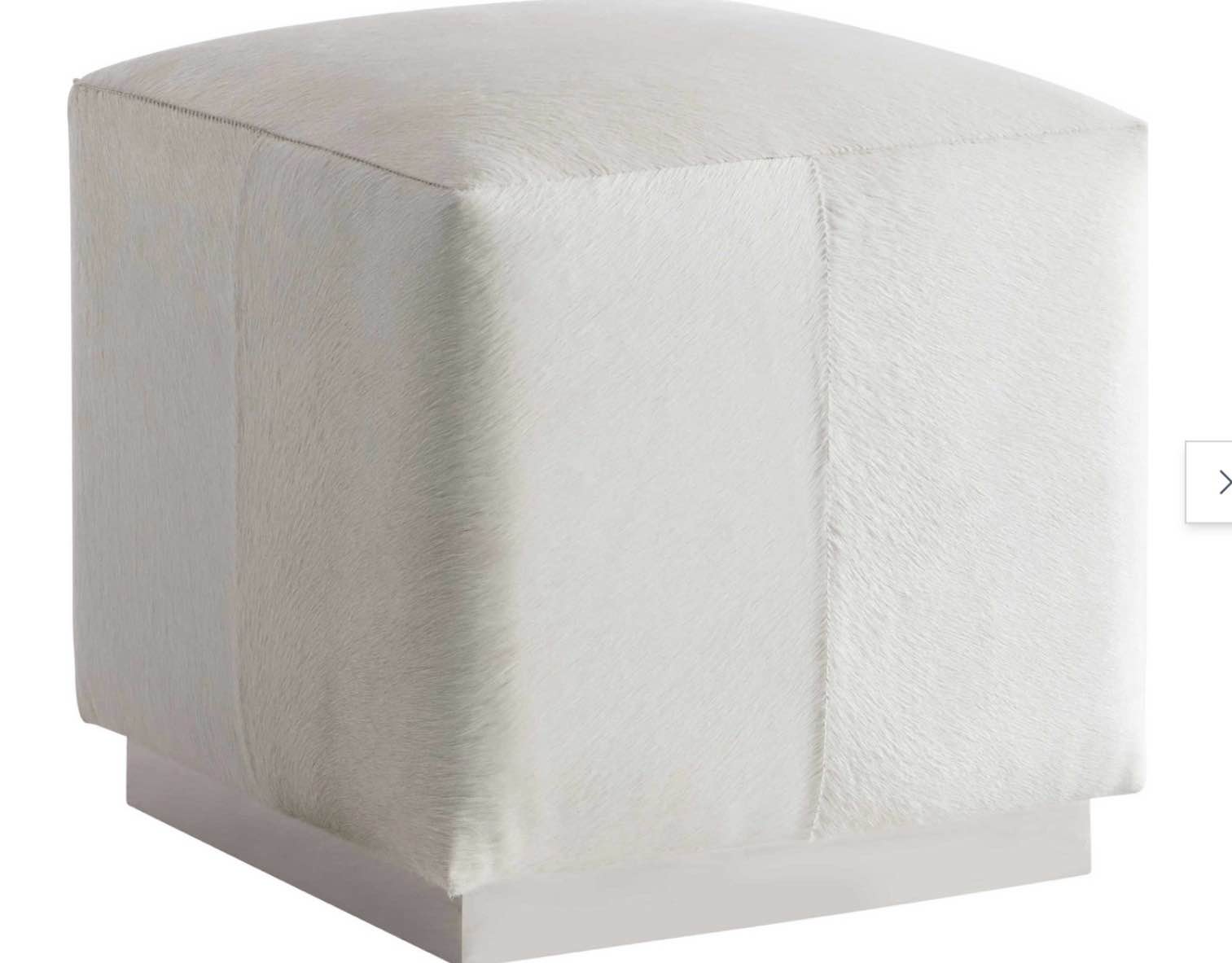 Bernhardt Aspen Square Hair-on-Hide Ottoman with Stainless Steel Base