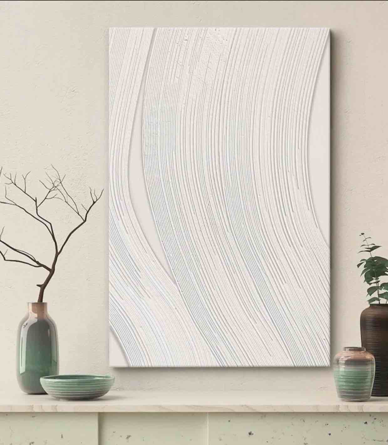 Gray & White Paint Stroke Collage Abstract Shapes Minimalism Contem