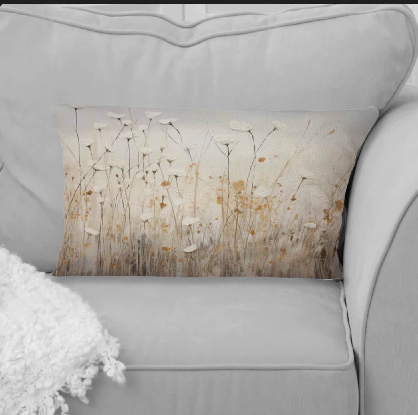 Beige Wildflowers Floral Fantasy - Wildflowers Printed Throw Pillow