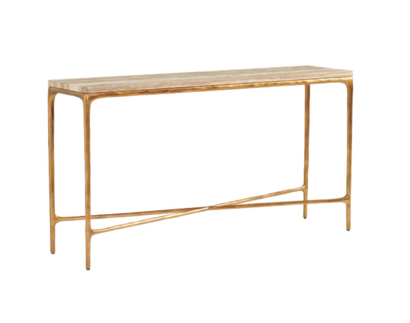 Lexington Menlo Park Console Table in Brown Travertine & Brass 740-967