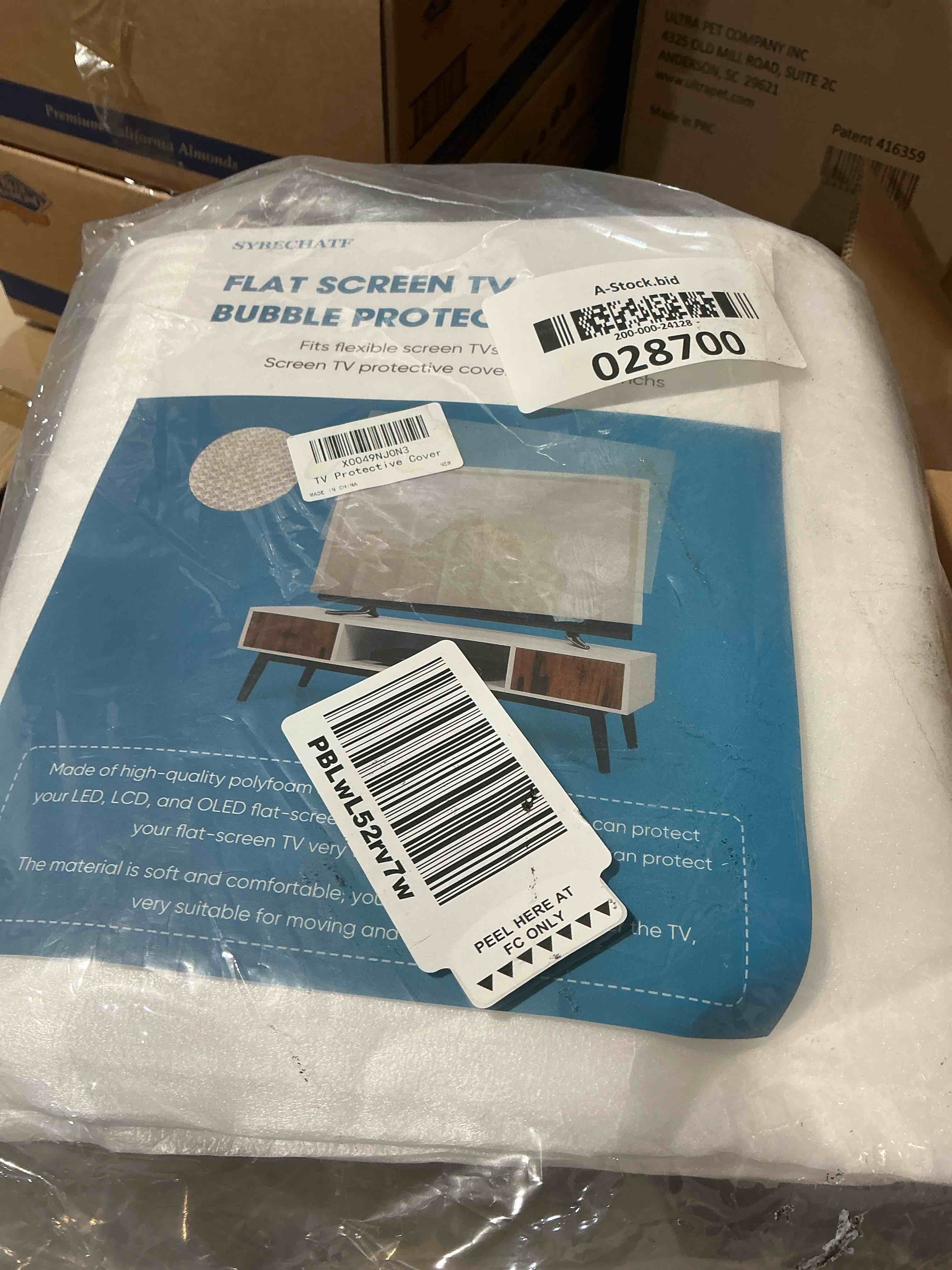 Condition photo showing Good Condition for foam flat screen tv cover and bubble tv protective cover fits up to 65''w x 36''h, flat screen tv protection during house moving,home renovation, or storing (2-foam and bubble) 65"x36"-foam and bubble