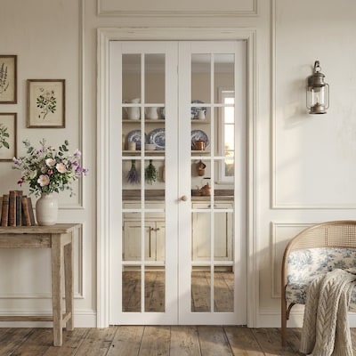 clear glass and solid manufactured wood pre-drilled bi-fold door a