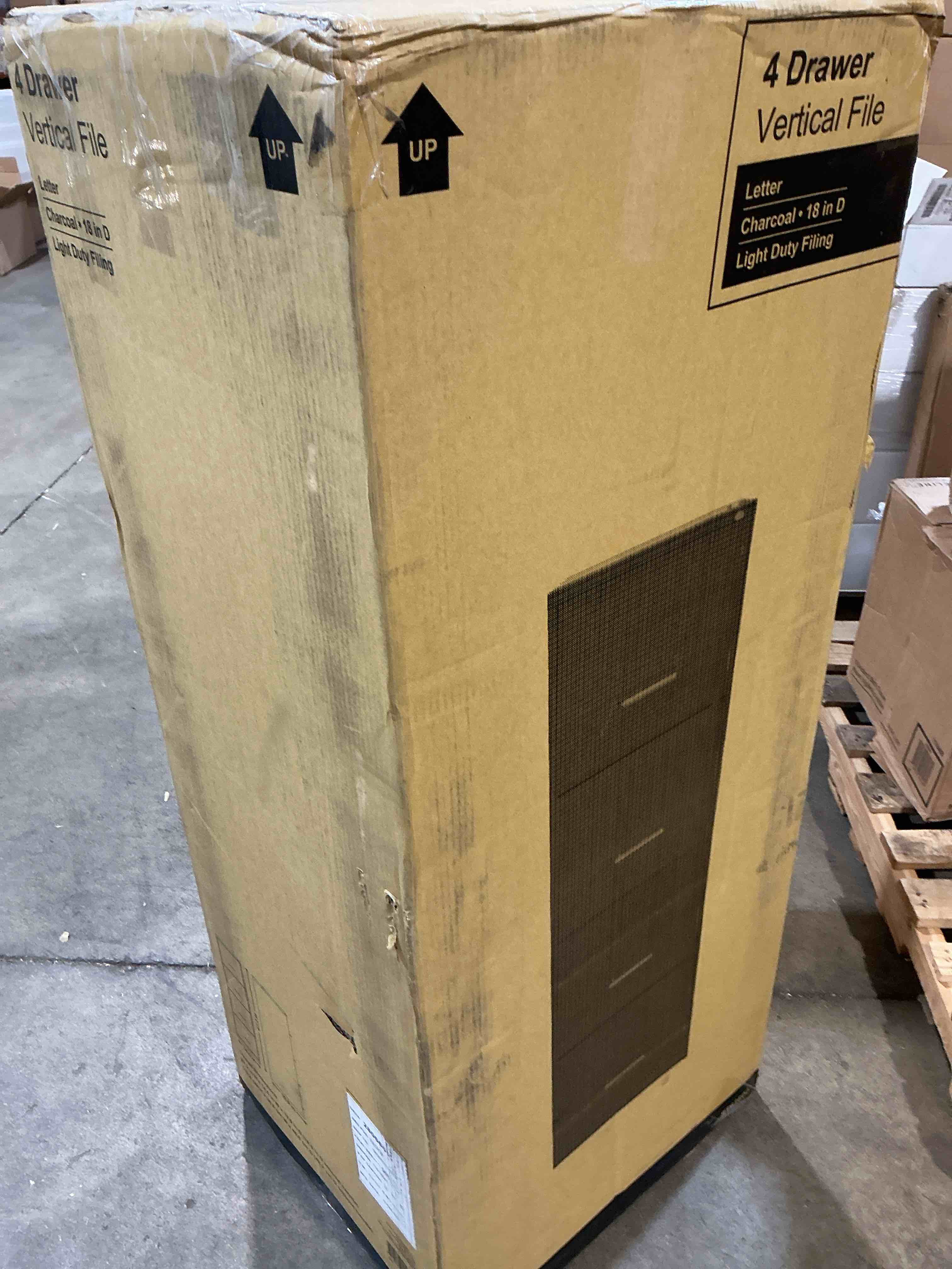 Condition photo showing Good Condition for staples 4-drawer vertical file cabinet charcoal letter 18  d (52148) 16255/52148