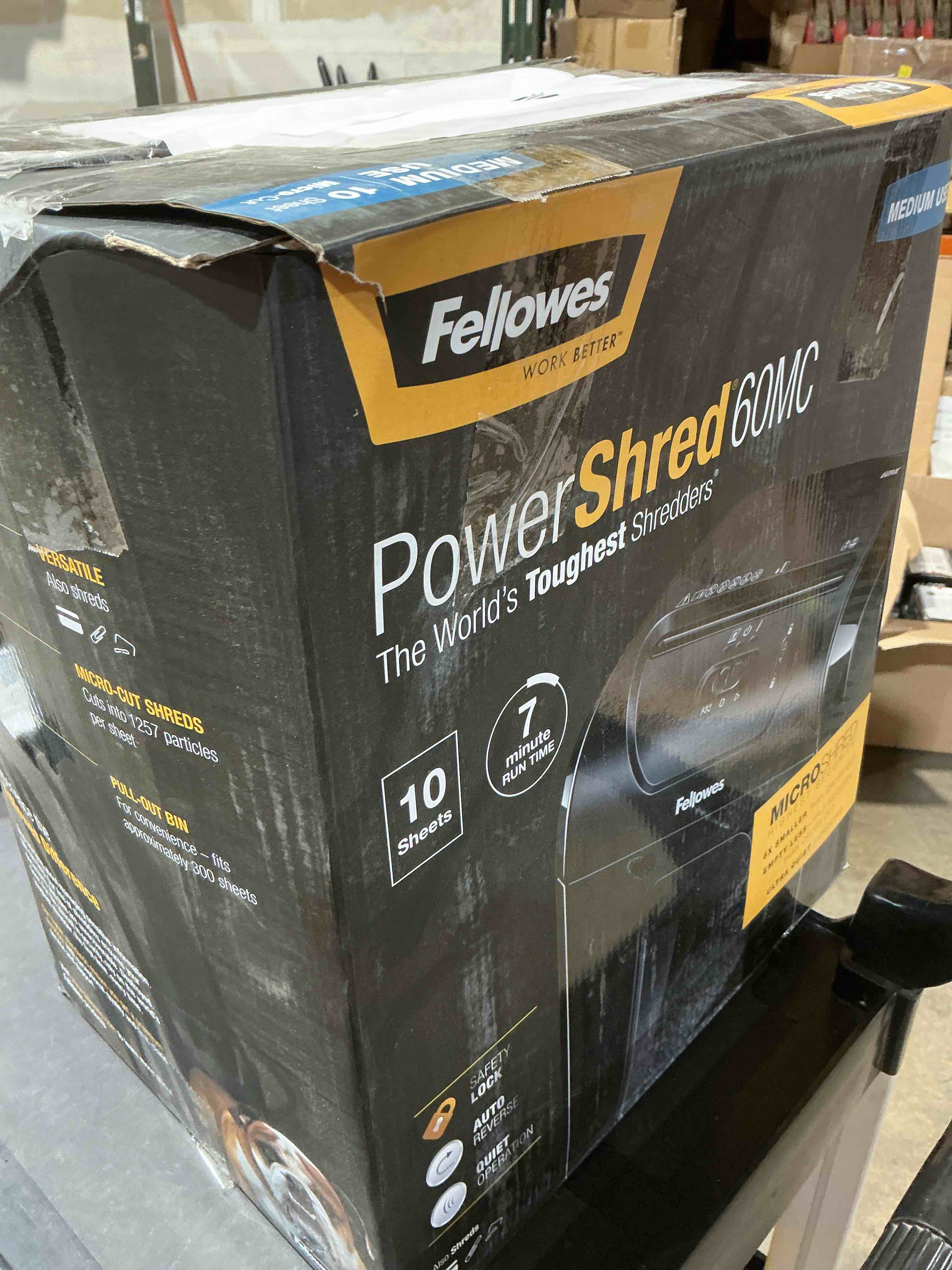 Condition photo showing Good Condition for fellowes 10-sheet micro-cut microshred shredder 4921002