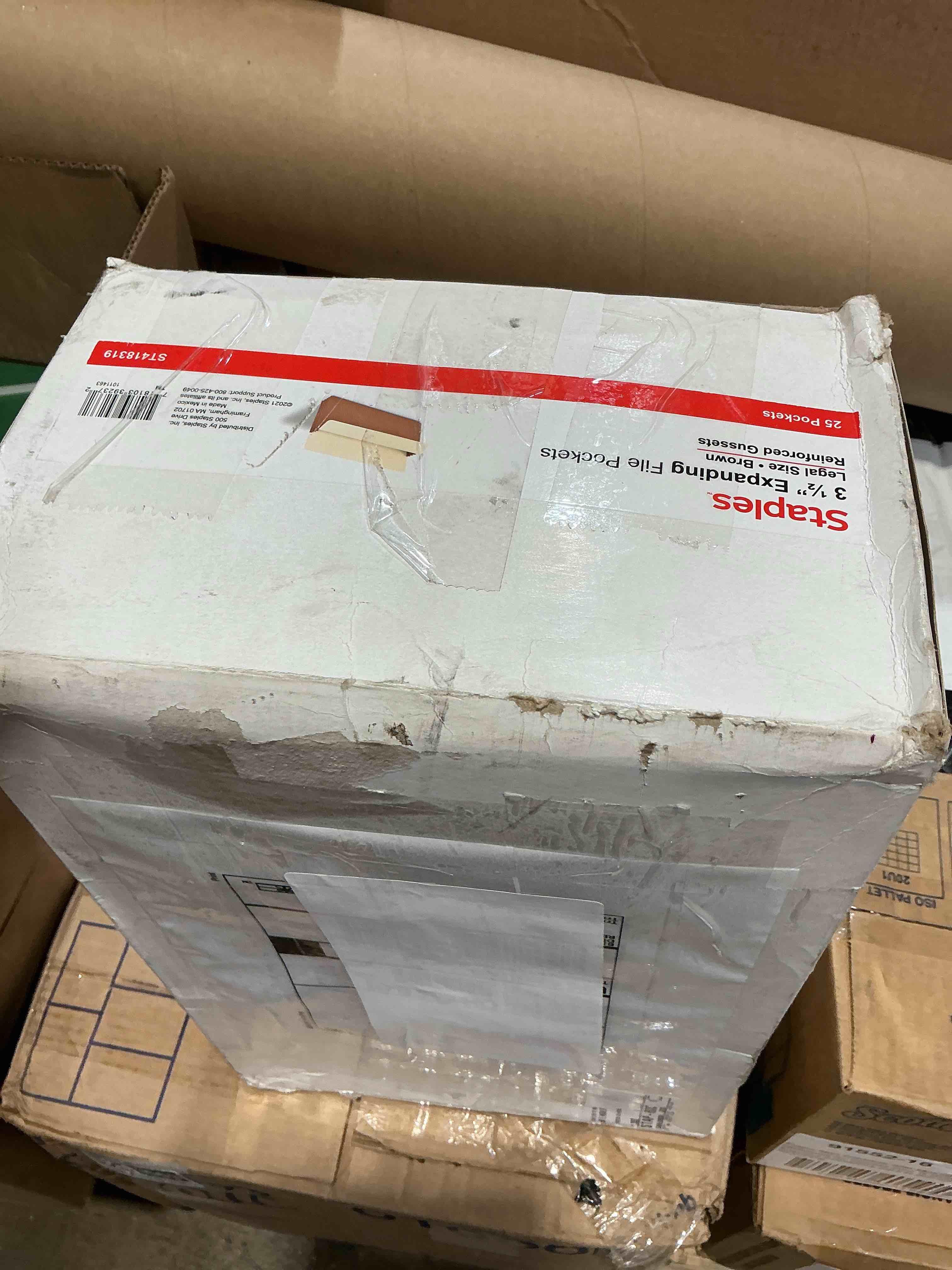 Condition photo showing Good Condition for staples reinforced expanding file pockets, legal size, 3.5?inch expansion, heavy?duty brown accordion folders – 25/pack