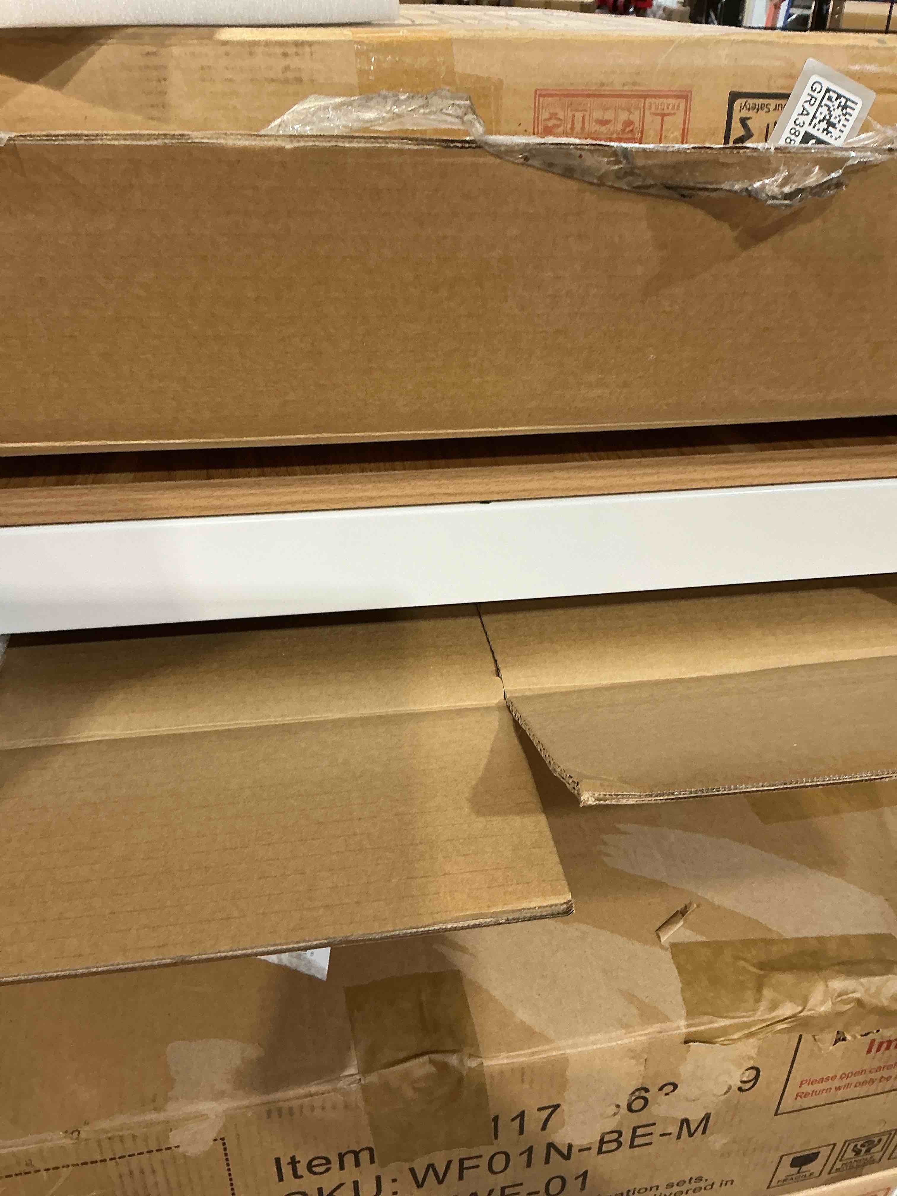Condition photo showing Good Condition for flexispot comhar electric standing desk with drawers charging usb port, height adjustable 48" whole-piece quick install home office computer laptop table with storage (maple top + white frame)incomplete ( 1 of 2 ) board only no base