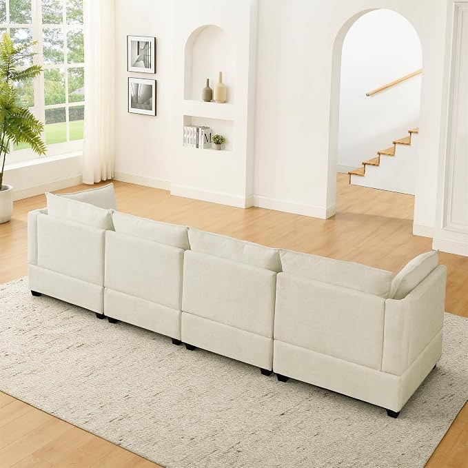 Condition photo showing Good Condition for cloud couch, sectional 1- seat beige white living room couch