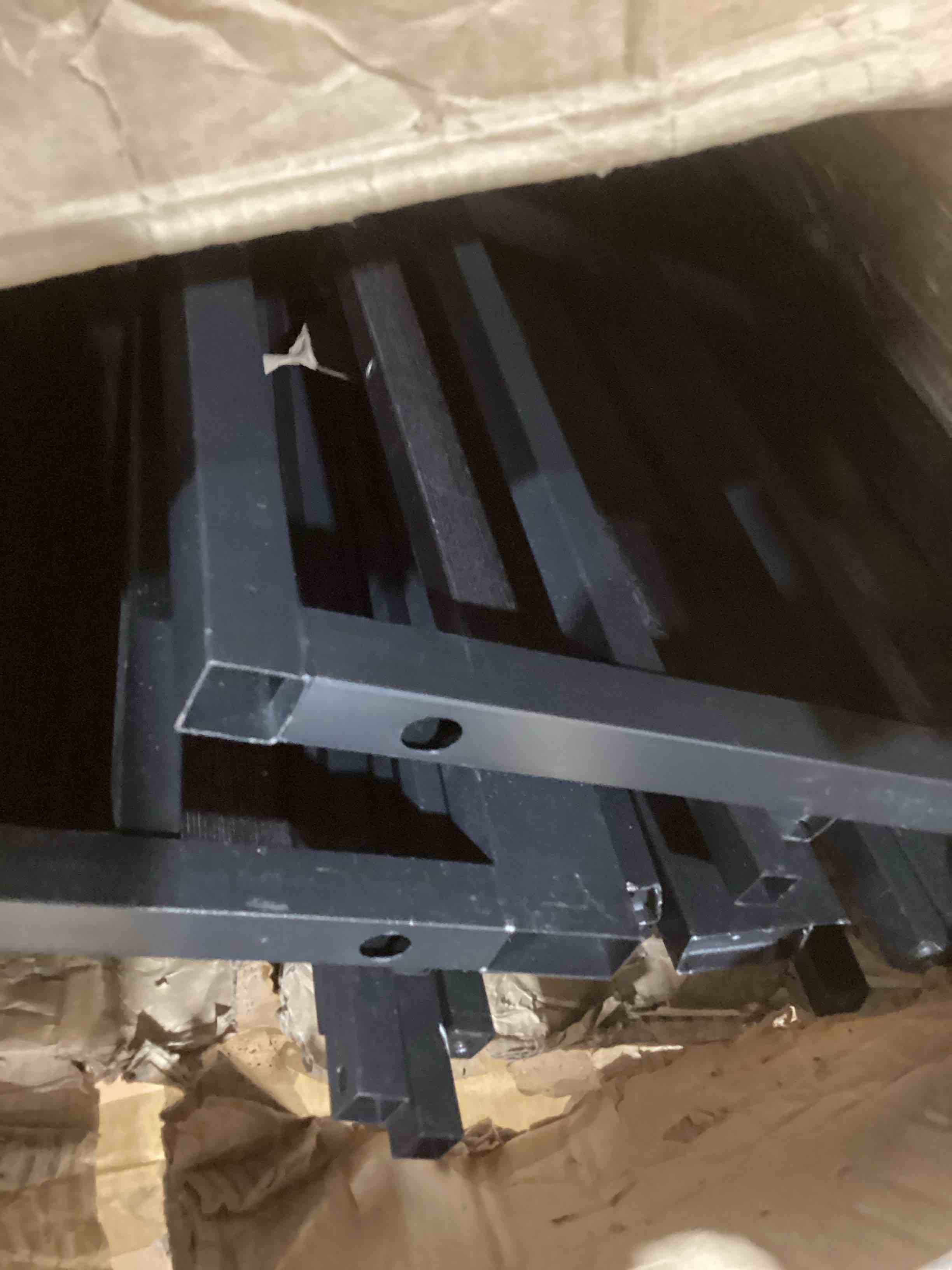 Condition photo showing As Is for incomplete: ziyoo 18 inch full black metal bed frame with headboard, 1500lbs reinforced platform bed, noise free steel slat support, no box spring needed, easy assembly, perfect for bedroom guest room hotel