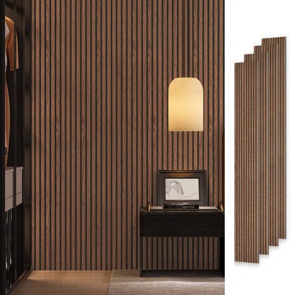 4pc x 106" x 12.6" 3d acoustic/sound proof wood slat wall panels (set of 4/37.1 sq. ft.) (set of 4)