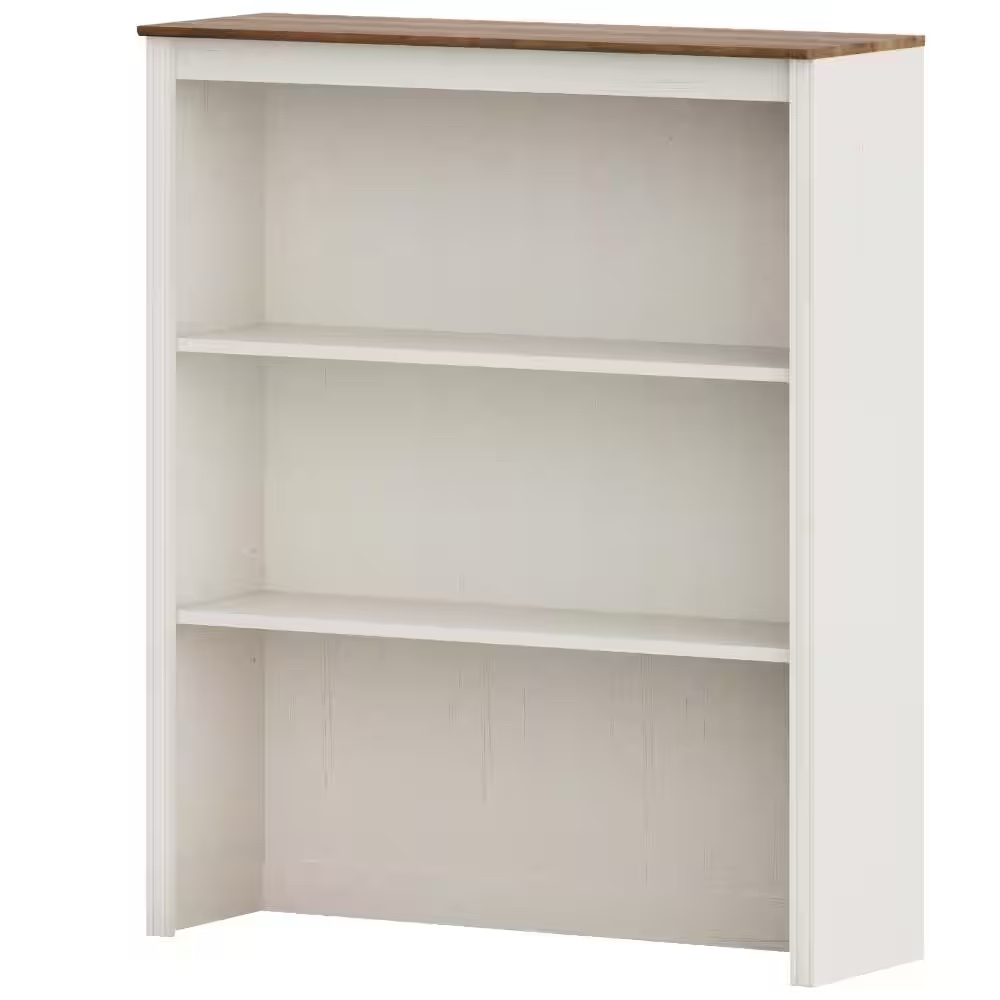 wampat scarlett white bookcase with 2 open shelves, farmhouse storage shelf for living room bedroom