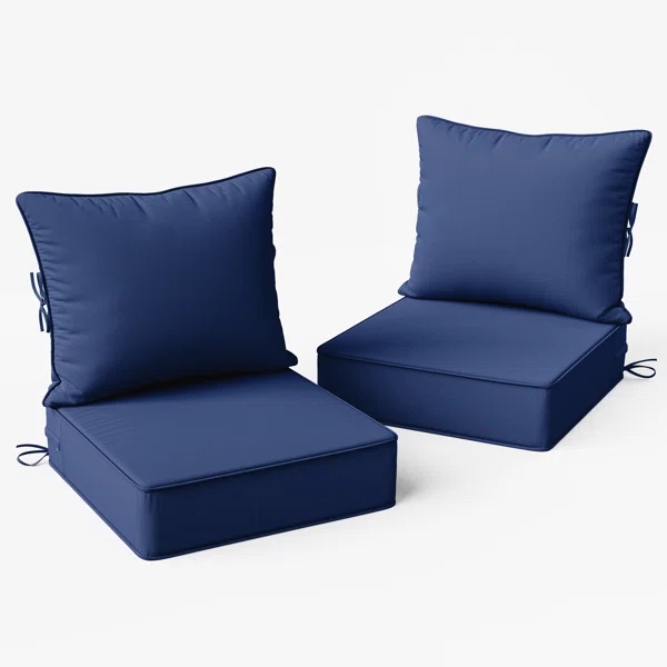 24"w x 24"d outdoor deep seating cushions 6.5” indoor/outdoor seat and back cushion, cushions only color blue