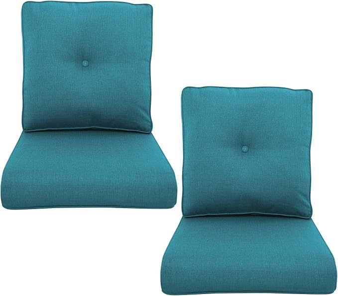 outdoor chair cushion, 2pcs 22" x 25" x 4" patio furniture cushions with water resistant & removable cover, 28d high density sponge patio cushion for outdoor furniture couch rocker chair, green