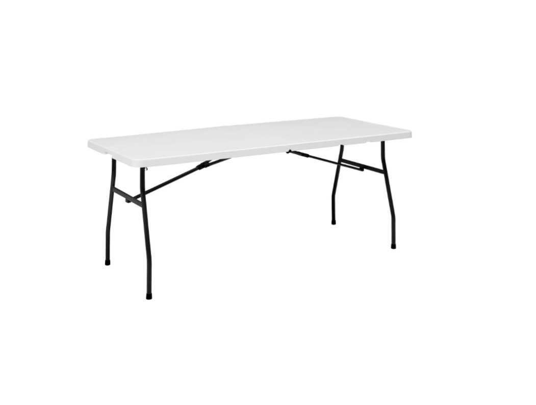 mainstays 6' premium rectangle centerfold folding table, white
