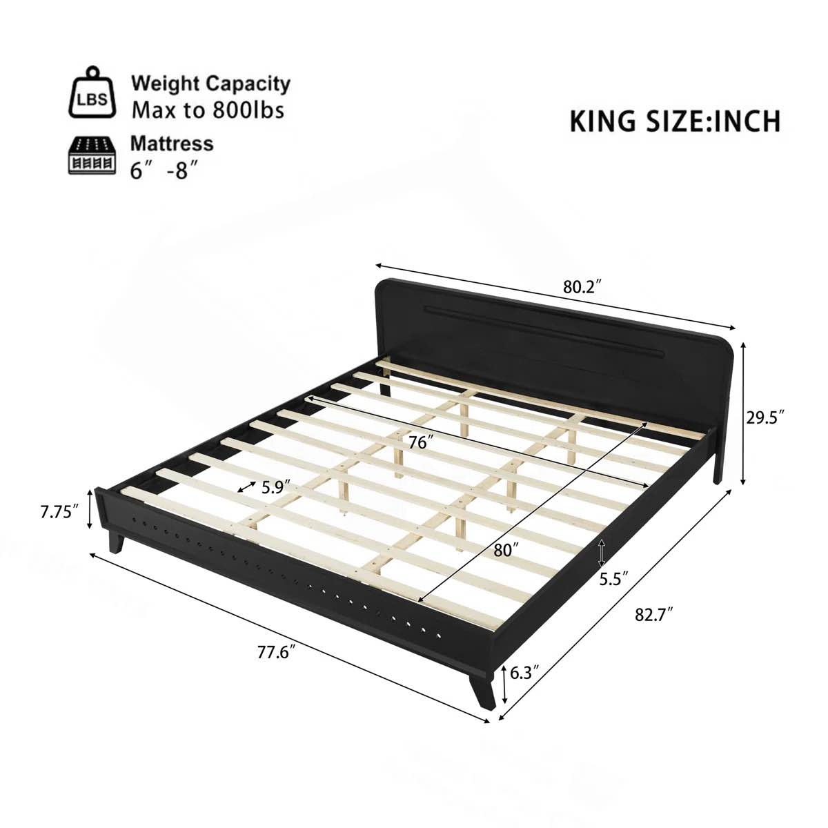Condition photo showing Good Condition for ebern designs pine solid wood platform bed incomplete ( box 1of 2 )
