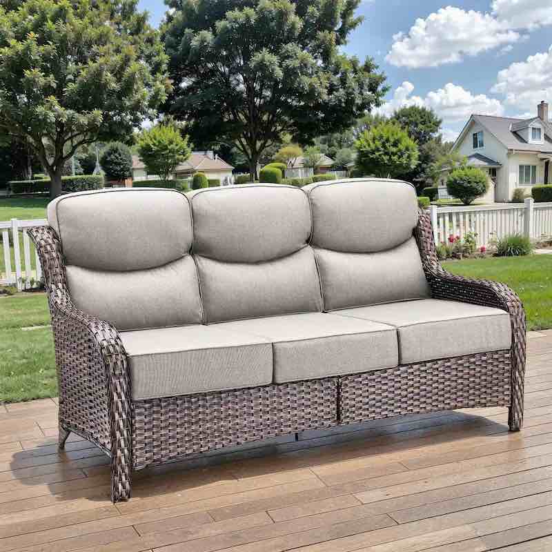 3-seat wicker outdoor patio sofa