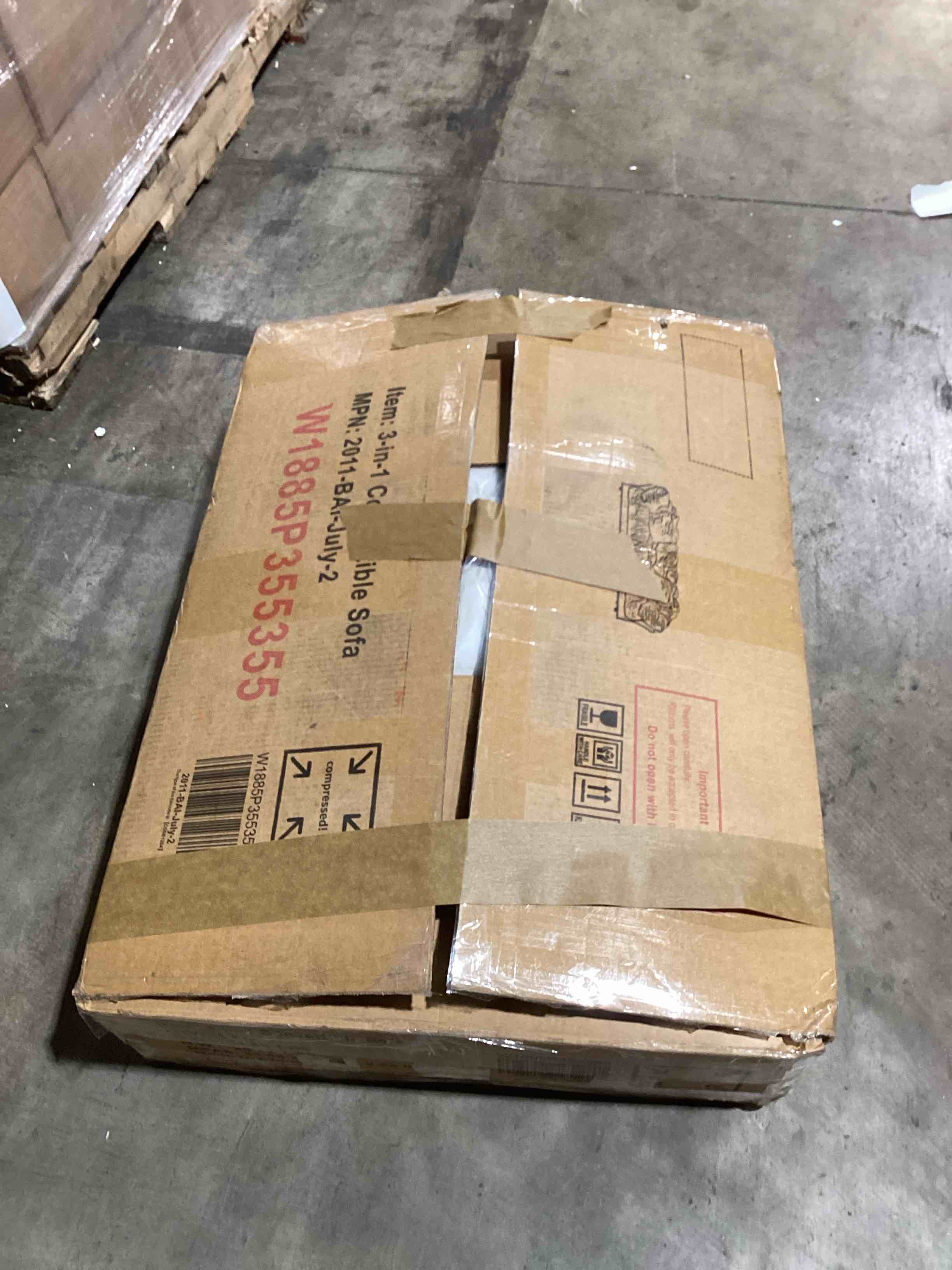 Condition photo showing As Is for sofa arm.  2  piece color black  ( similar to the stock photo ) 