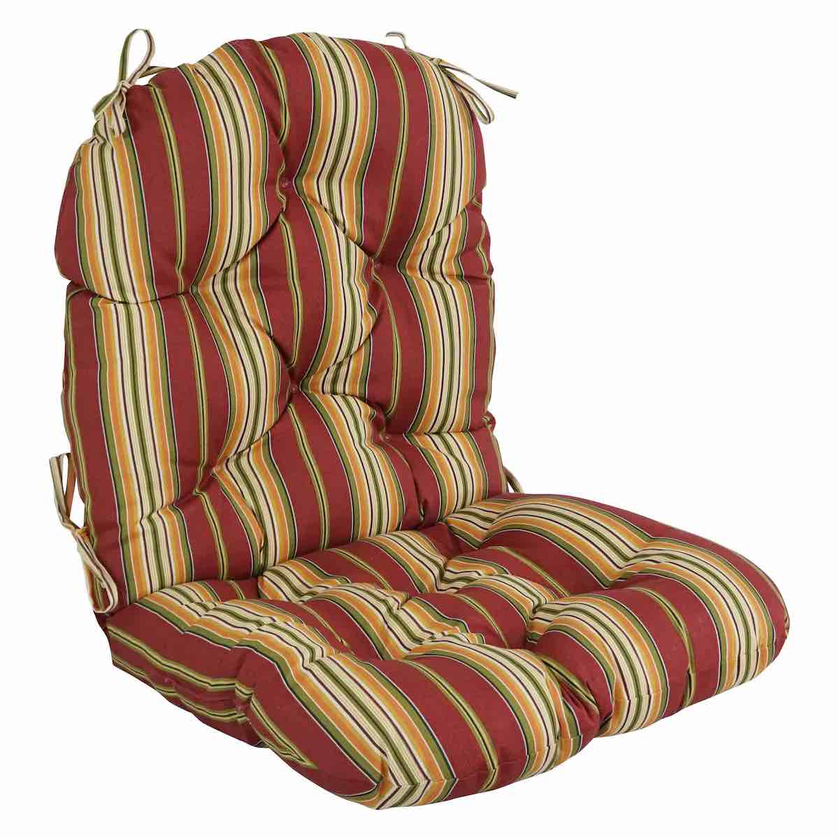 48-inch by 24-inch Outdoor Seat/Back Chair Cushion (Cushion Only) - Kingsley Stripe Ruby