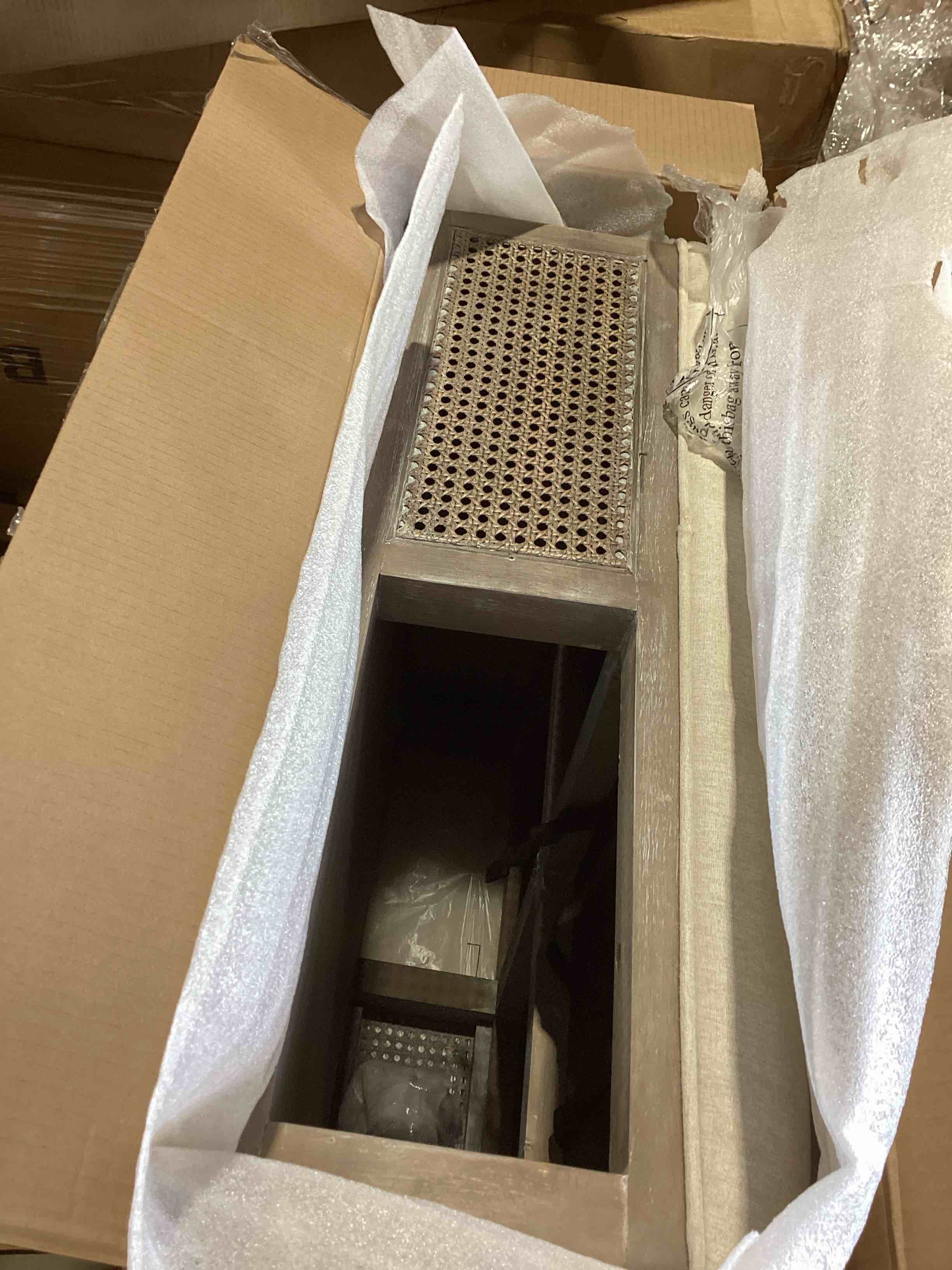 Condition photo showing New/Like New for square rattan coffee table with storage color grey ( similar to the stock photo )