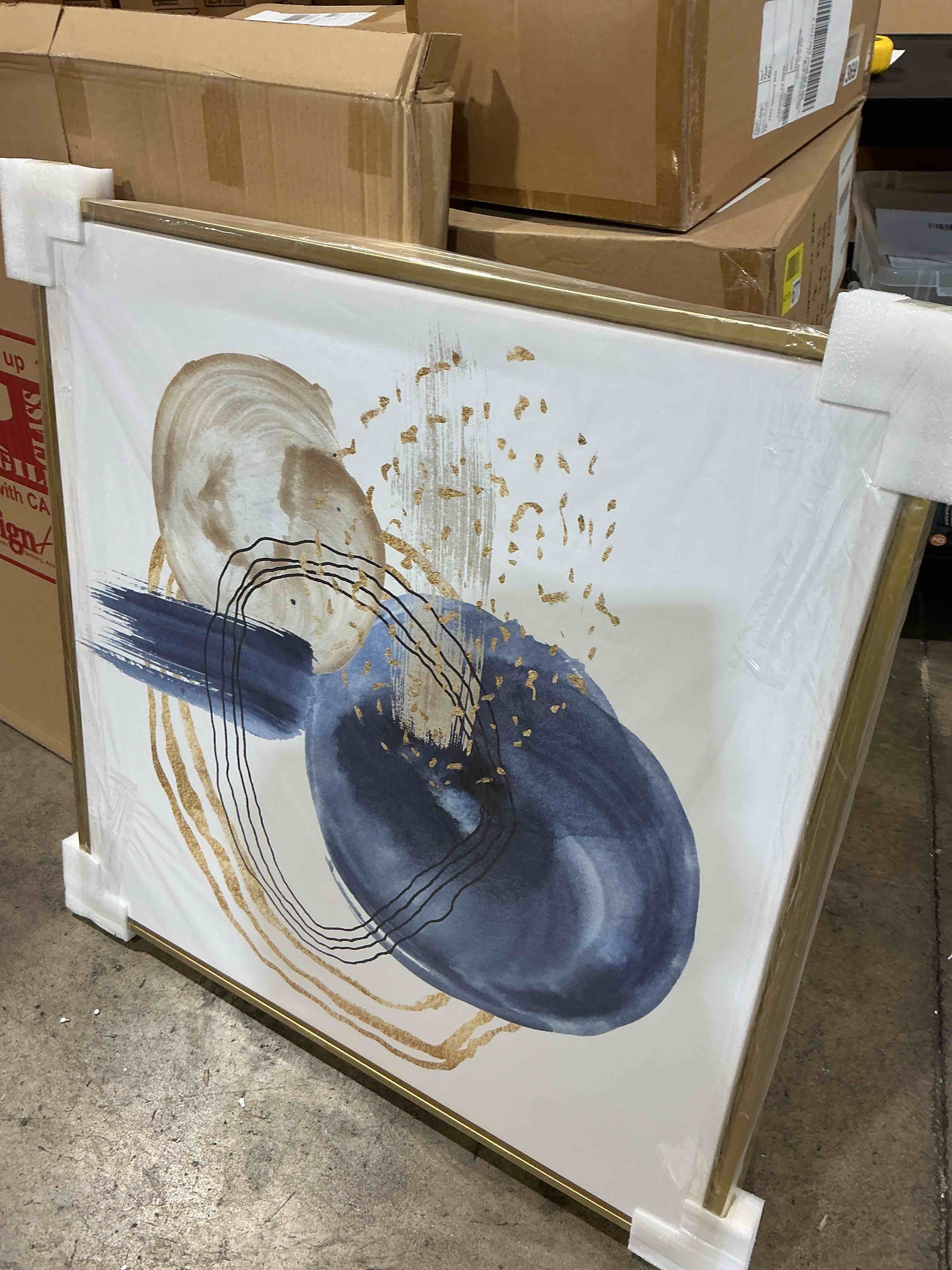 Condition photo showing New/Like New for abstract dark blue gold and black underwater life " by designart