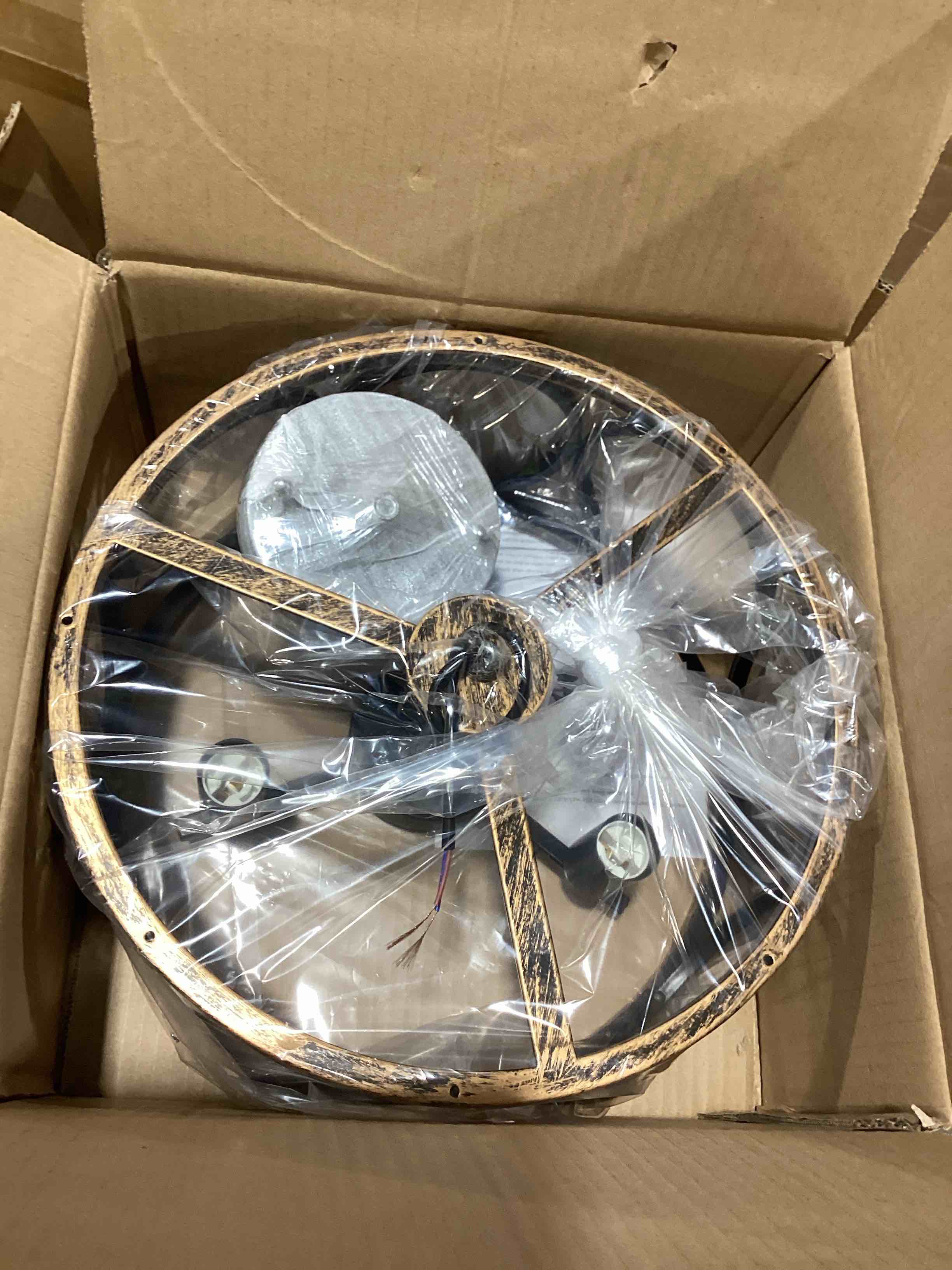 Condition photo showing New/Like New for xingqi semi flush mount ceiling light fixture modern 3-light farmhouse ceiling lights for bedroom living room dining room entry hallway foyer 13" black and wood grain finish