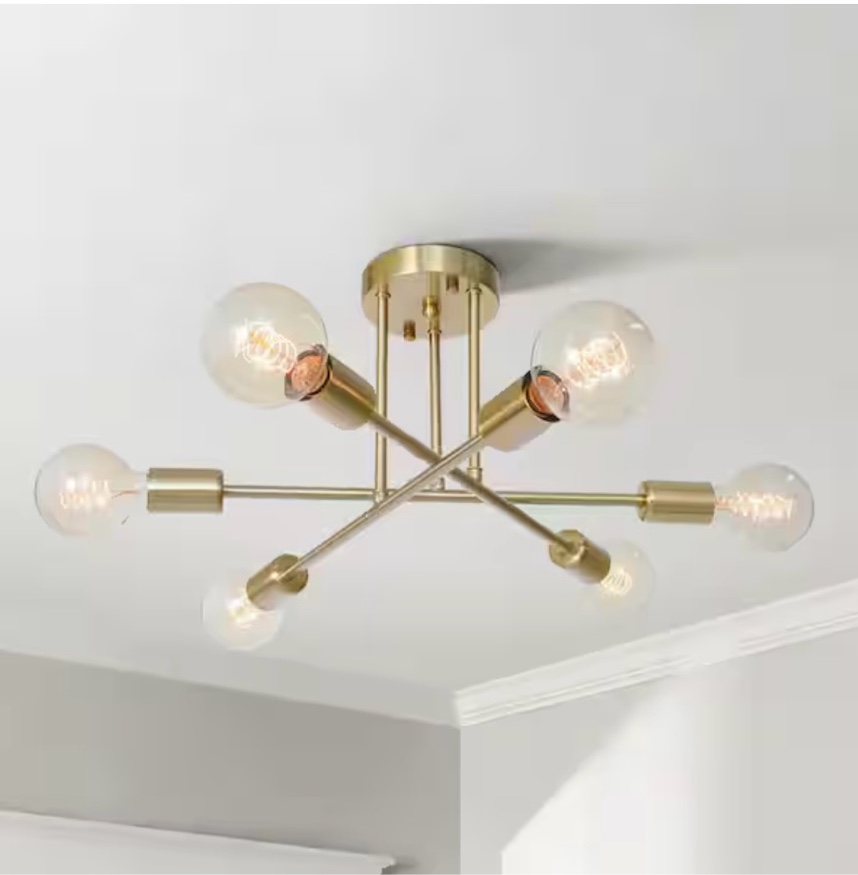 highlandville 23.62 in. 6-light brass sputnik semi flush mount