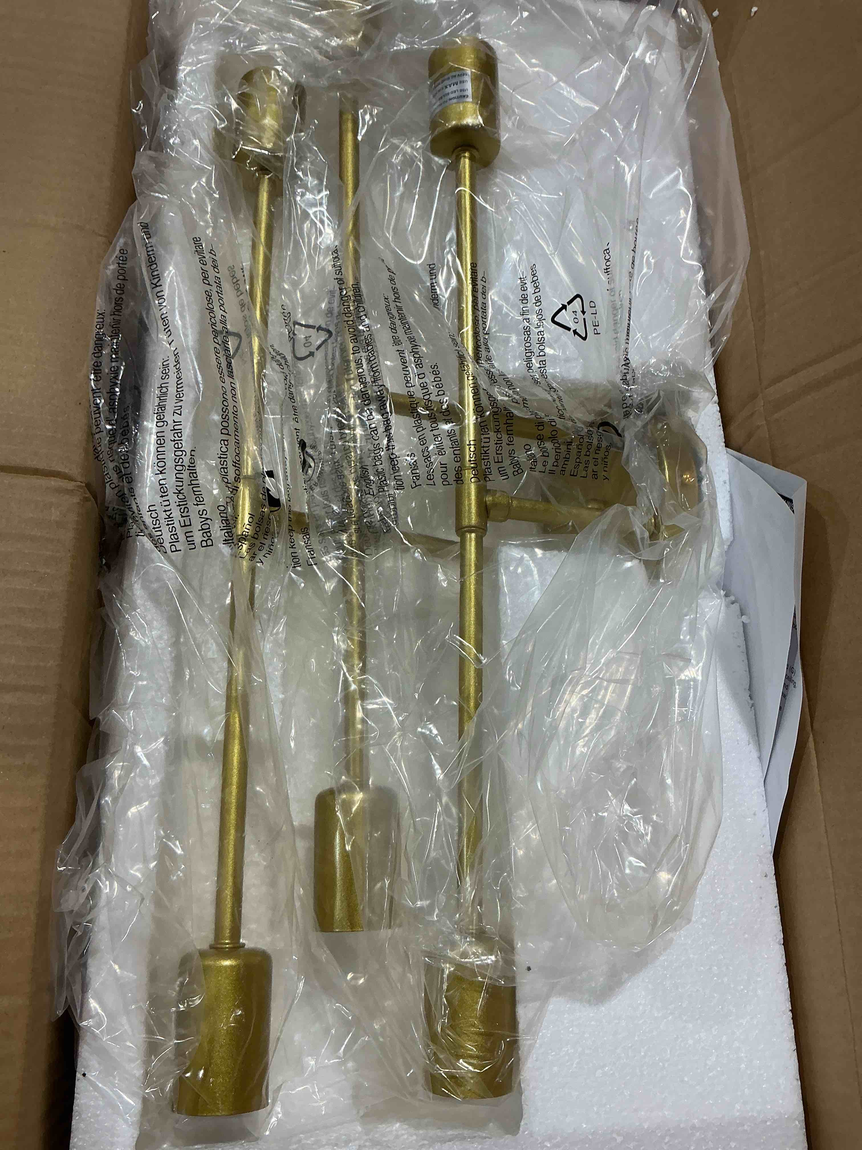 Condition photo showing New/Like New for modern sputnik chandelier 6-light industrial ceiling lights fixture 22" gold semi flush mount ceiling light with e26 base sputnik lights fixture for dining room bedroom foyer hallway living room 6-light gold