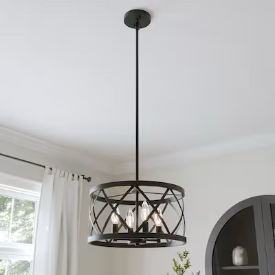 acroma grieco 4 -light matte black bare bulb metal chandelier