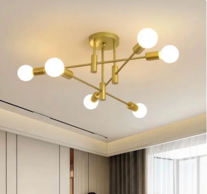 Condition photo showing New/Like New for gold modern sputnik chandelier ceiling light fixtures,6-lights