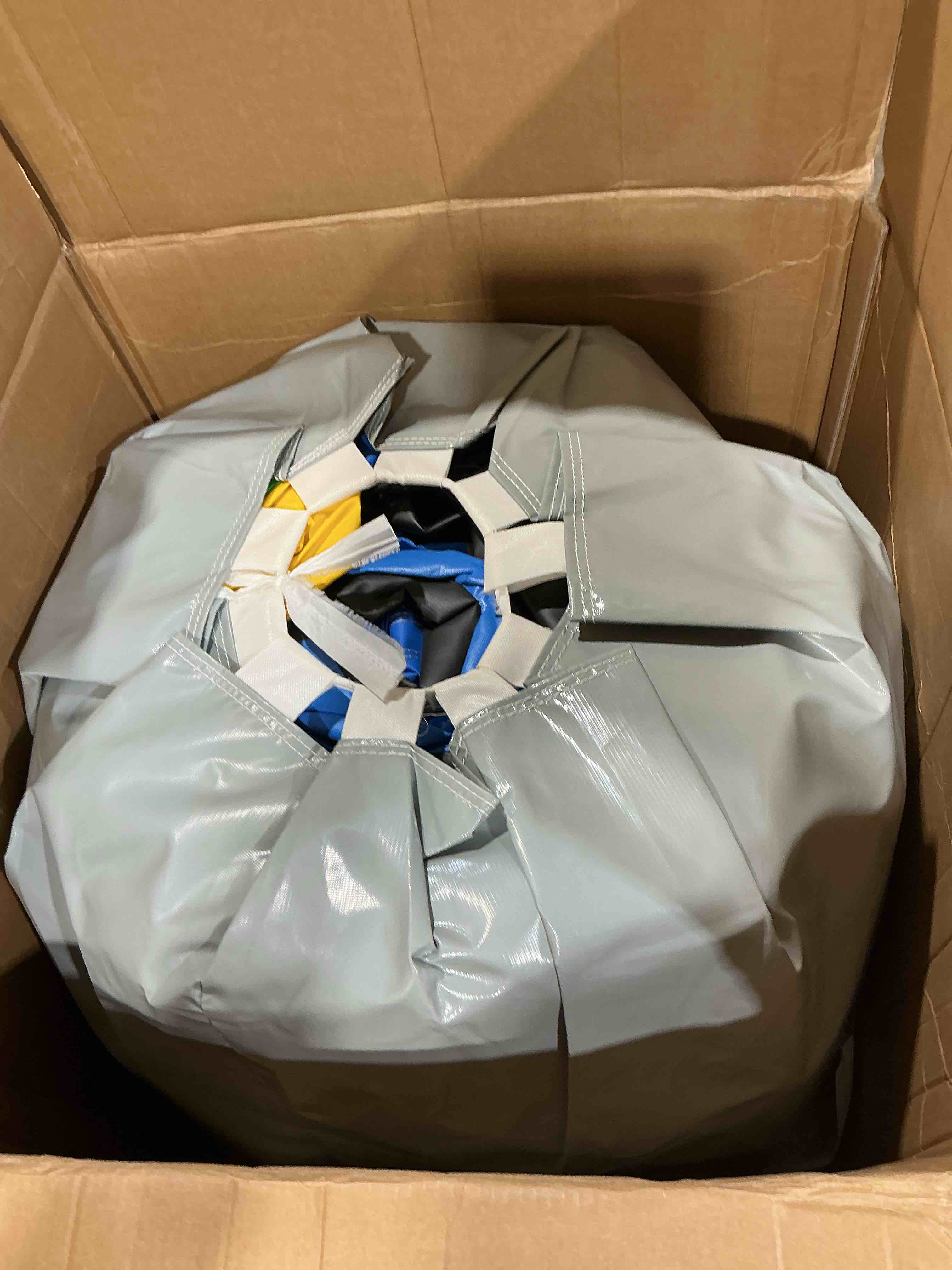 Condition photo showing Good Condition for albott commercial bounce house, inflatable bouncer with air blower, jumping castle with slide, outdoor indoor bouncy castle with 100% pvc material for kids 3-12 (252.8×152.4×92.5in)incomplete; box 1 of 2 -pick up one box.