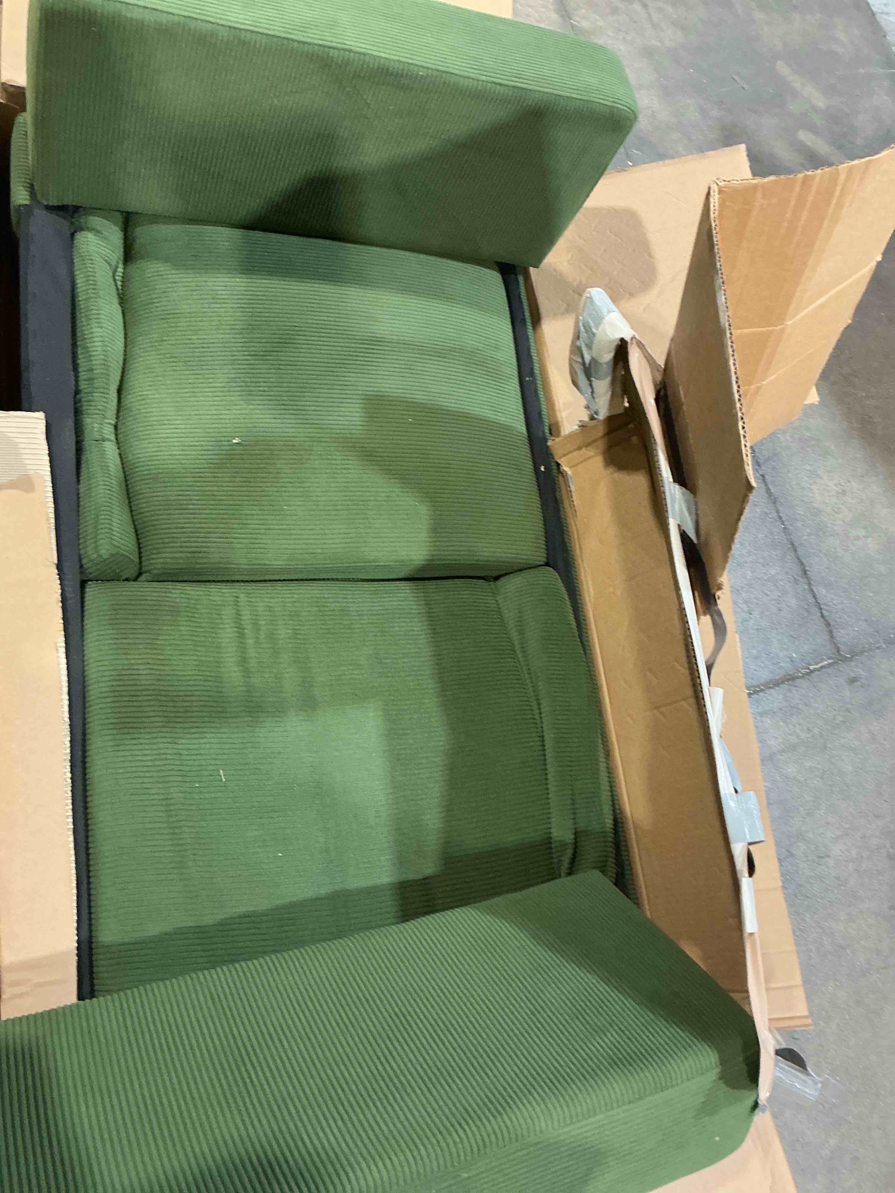 Condition photo showing Good Condition for garvee modern loveseat sofa for living room, 83" comfy corduroy couches, removable cover, cloud couch with deep seat sofa, solids wood frame, easy assembly for apartment, small spaces, green