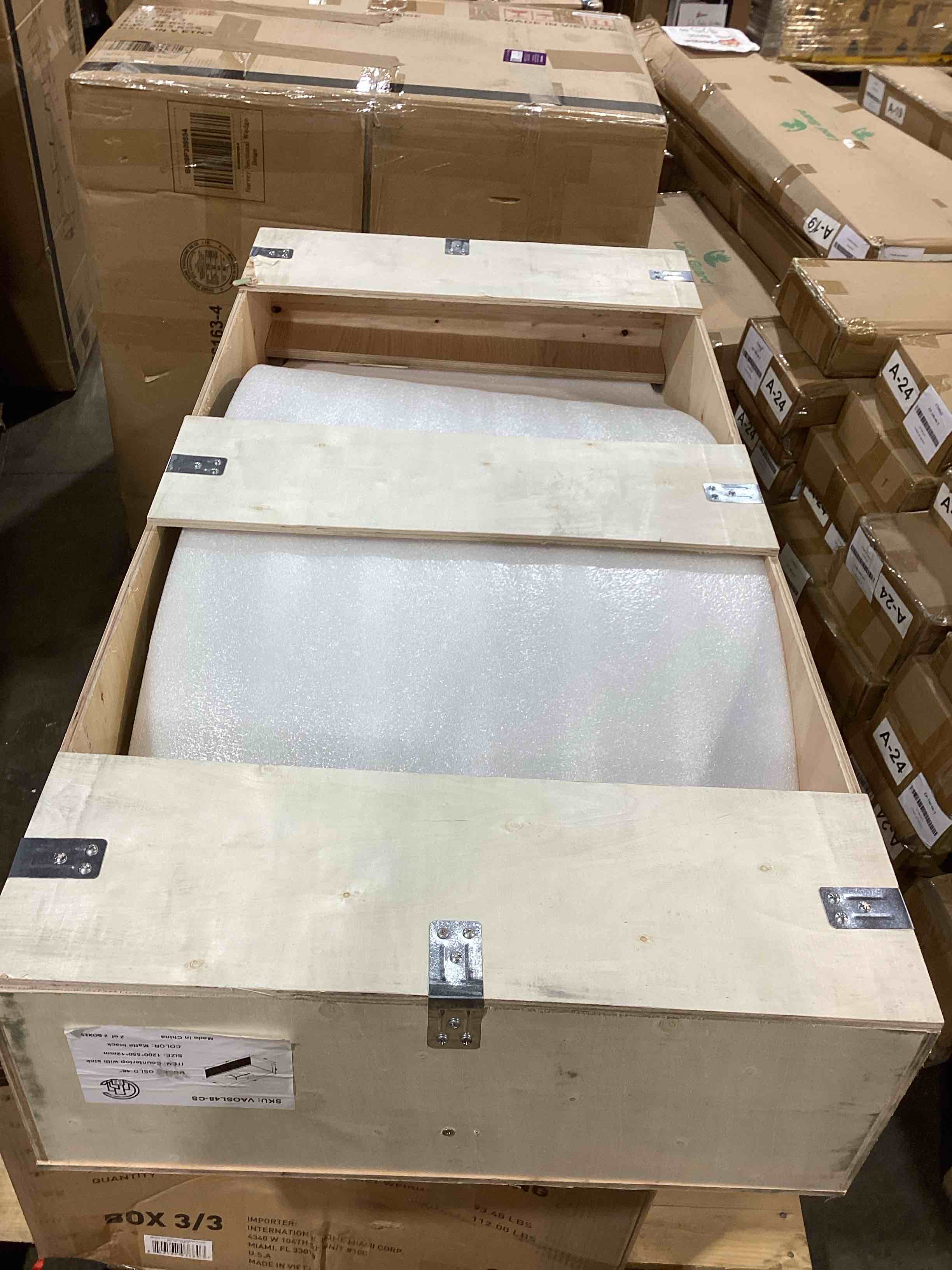 Condition photo showing Good Condition for  48" wall mounted bathroom vanity base matte black solid  countertop with sink