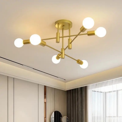 gold modern sputnik chandelier ceiling light fixtures,6-lights