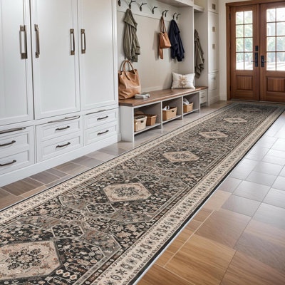 5x12 hallway washable runner rug - vintage kitchen rugs with non slip backi...