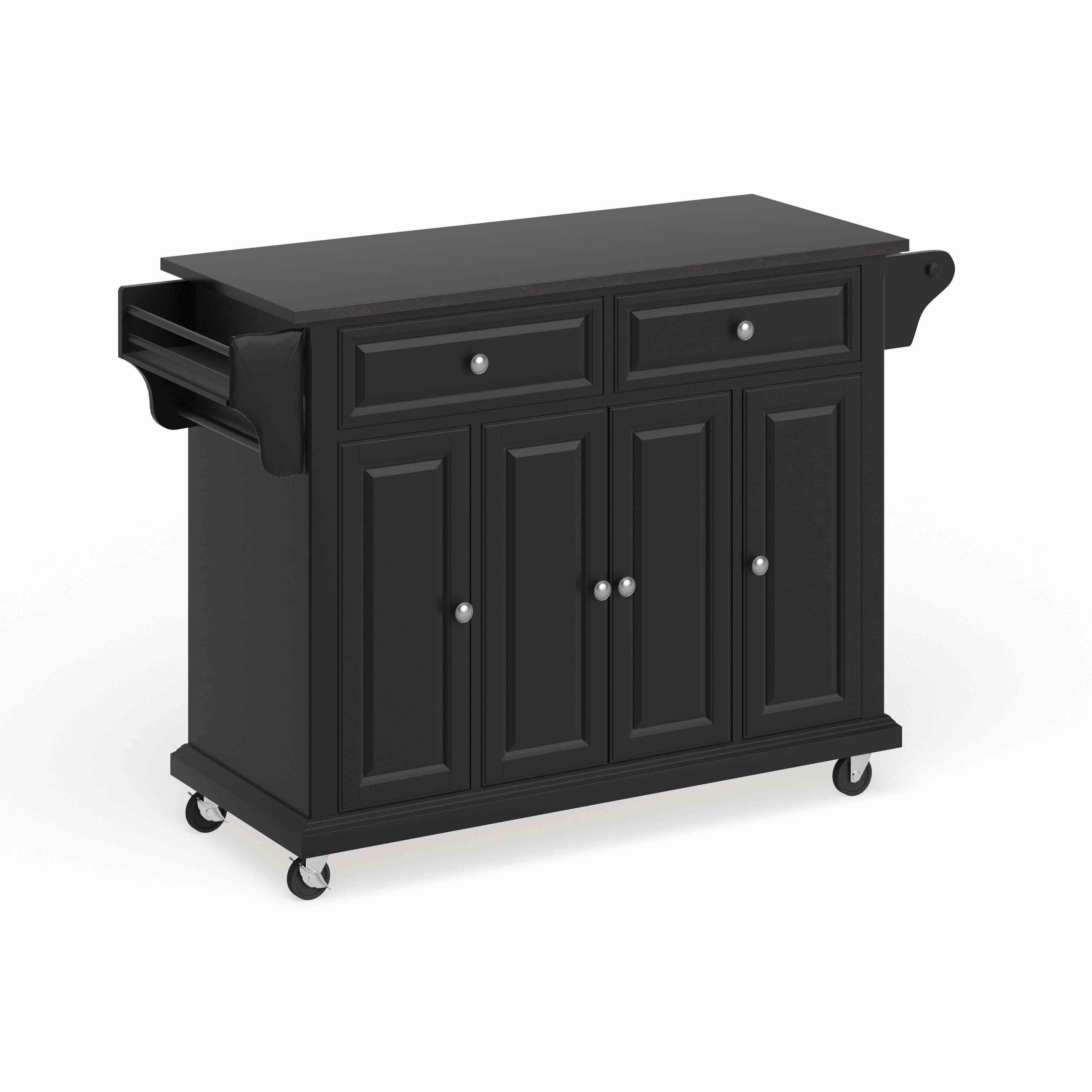 CF3001-BK Kitchen Cart / Island Cabinet Black