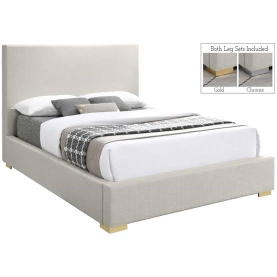Meridian Furniture Crosby Beige Upholstered Bed: (base bed frame only) king size beige 