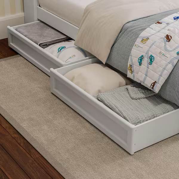 Condition photo showing Good Condition for afi furnishings mid-century modern under-bed storage drawers (set of 2) color white twin/ full
