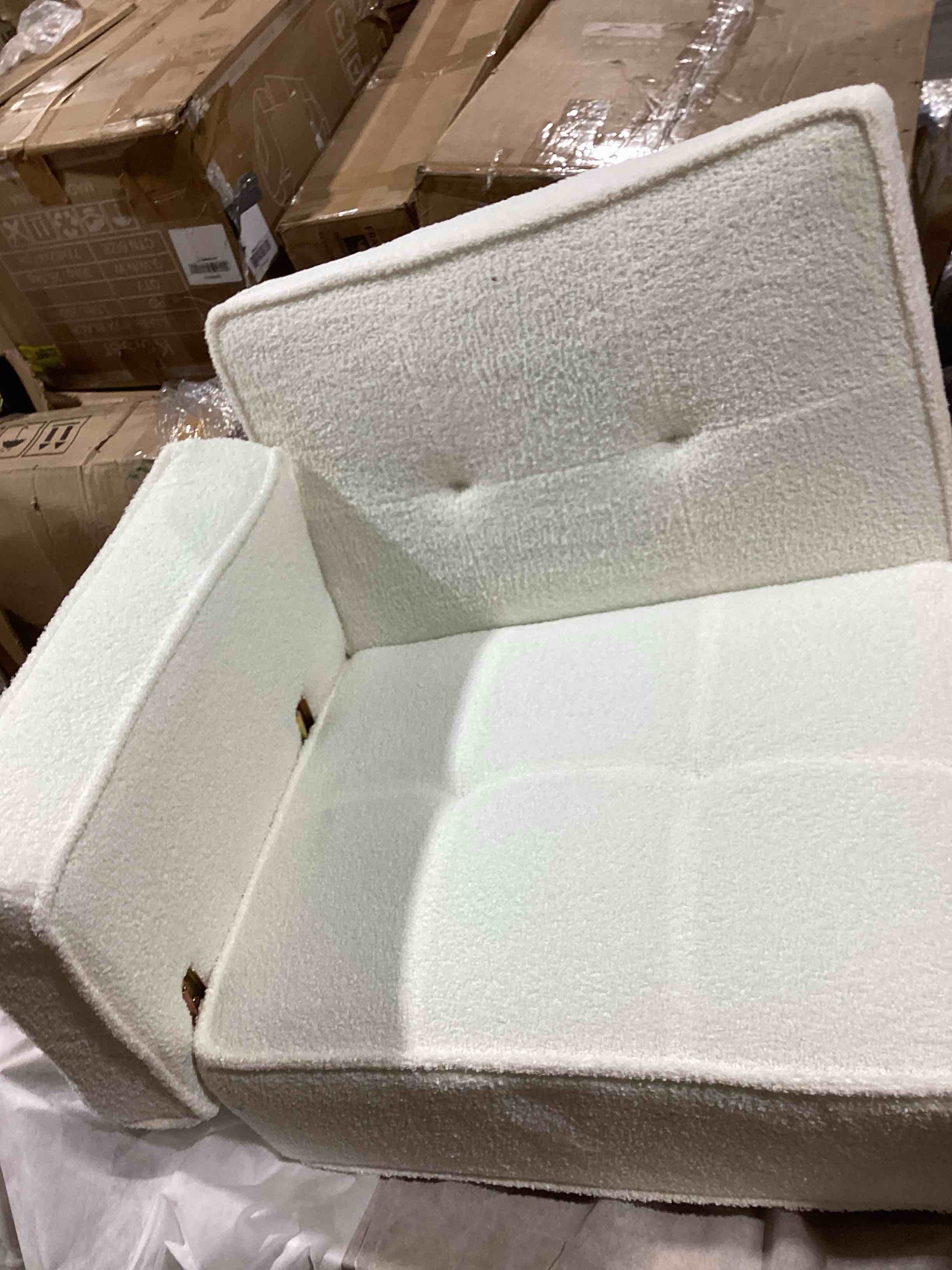 Condition photo showing Good Condition for incomplete: furnify 68" w loveseat sofa, modern love seat couches for living room, upholstered small sofa couch for bedroom, solid love seats for living room, apartment, office, white
