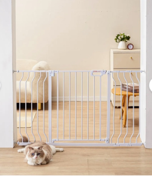 VEVOR Baby Gate, 29.5"-51" Extra Wide, 30" High, Dog Gate for Stairs Doorways and House, Easy Step Walk Thru Auto Close Child Gate Pet Security Gate with Pressure Mount Kit and Wall Mount Kit, White