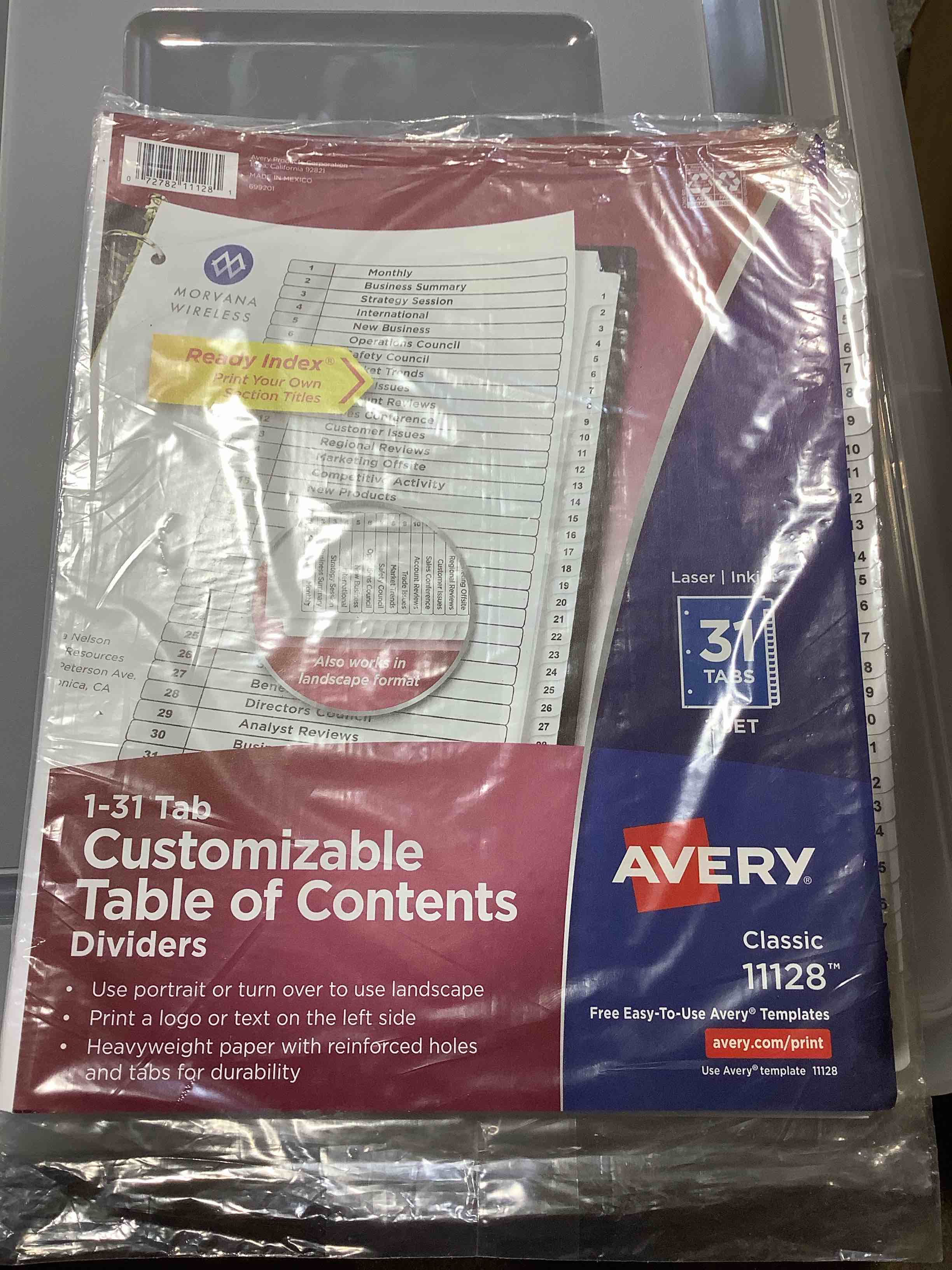 Condition photo showing New/Like New for avery 1-31 dividers 31 tabs ready index (11128), 2 count