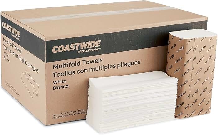 Coastwide Professional C-Fold Towels, White 16 packs