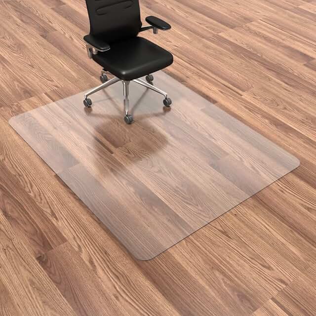 Mind Reader Office Chair Mat for Hardwood Floors, Under Desk Floor Protector, Rolling, PVC, 47"L x 35.25"W x 0.125"H, Clear