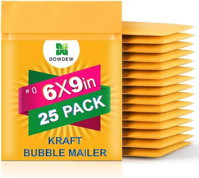 9" x 6" Brown Bubble Envelopes Mailers, 25 count