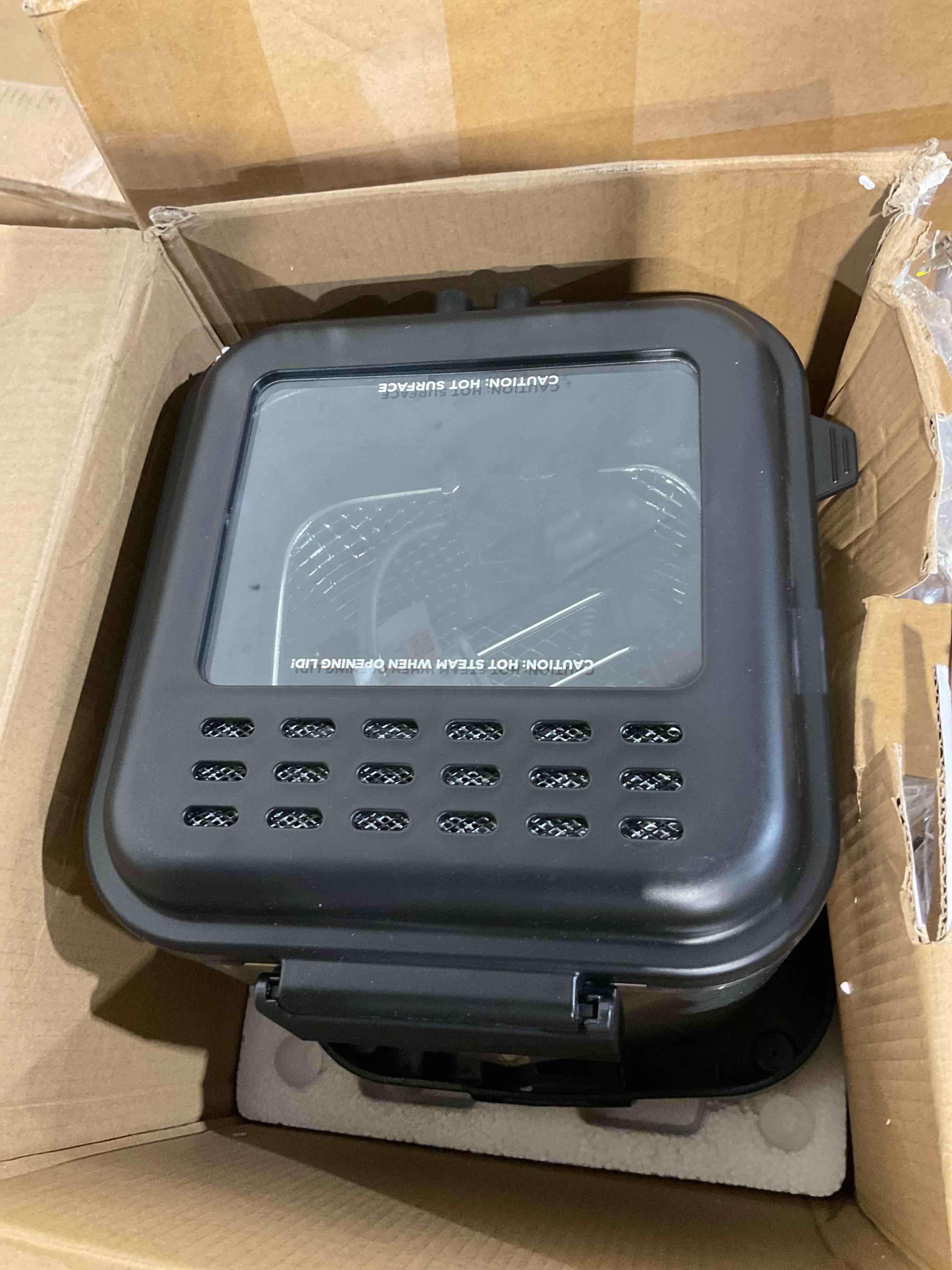 Condition photo showing As Is for chefman fry guy 1.5 liter deep fryer w/ adjustable temperature control - stainless steel new